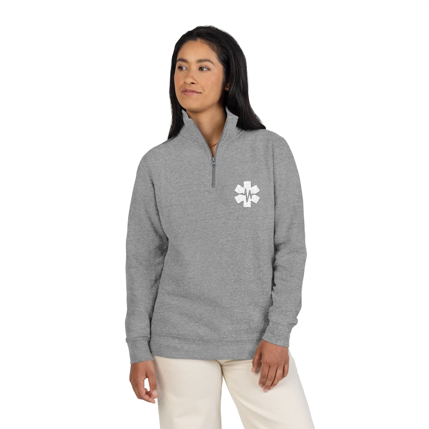 EMS EMT Paramedic First Responder Embroidered Fleece Quarter-Zip Pullover