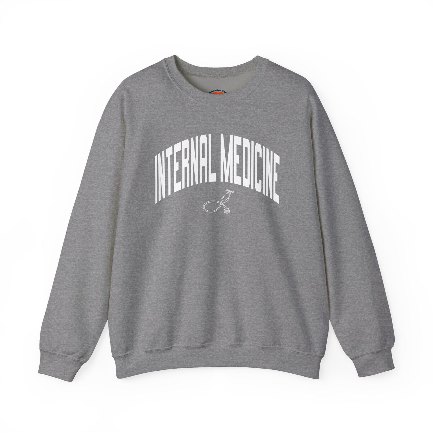 Varsity Internal Medicine Crewneck Sweatshirt-Graphite Heather-Health Gear Shop