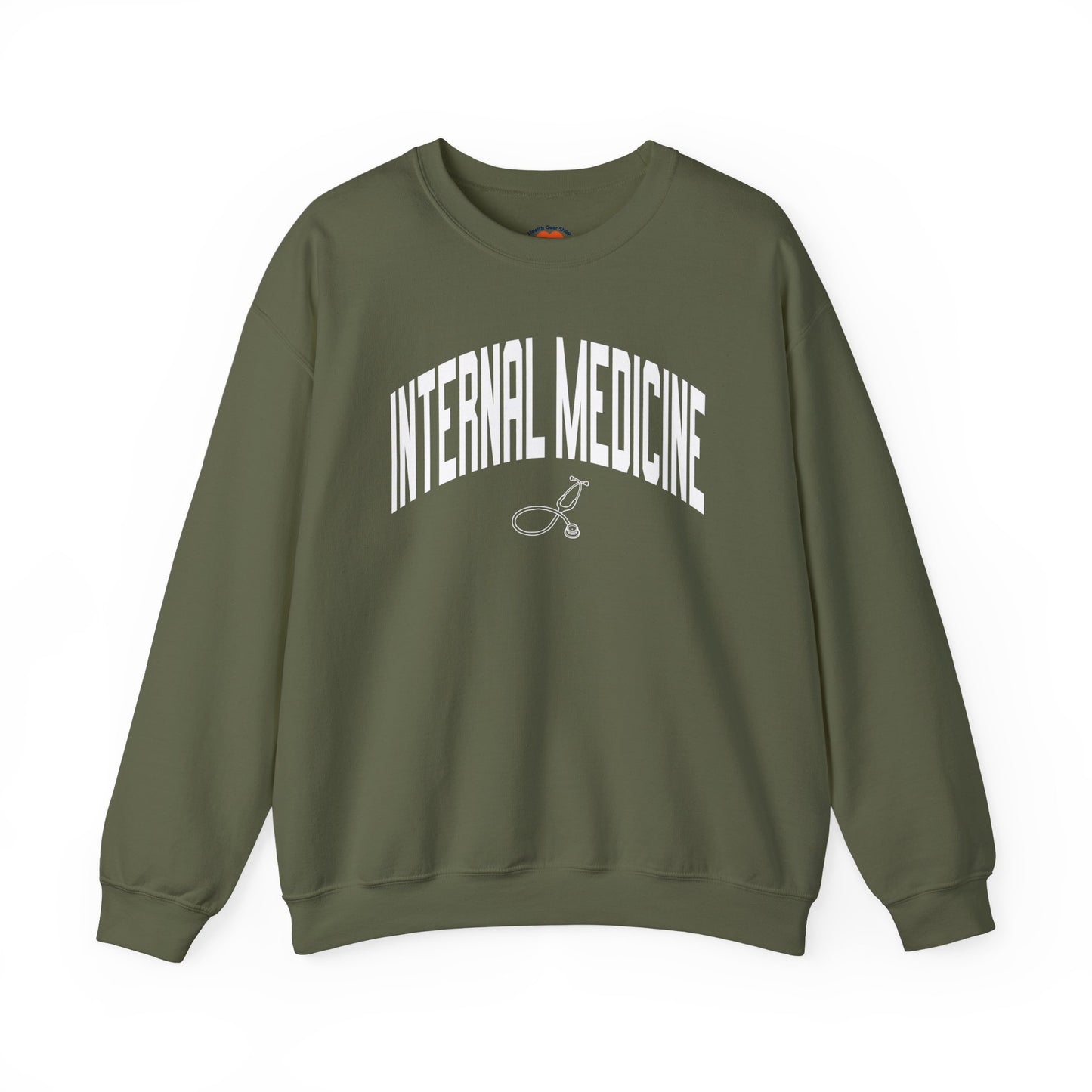 Varsity Internal Medicine Crewneck Sweatshirt-Military Green-Health Gear Shop