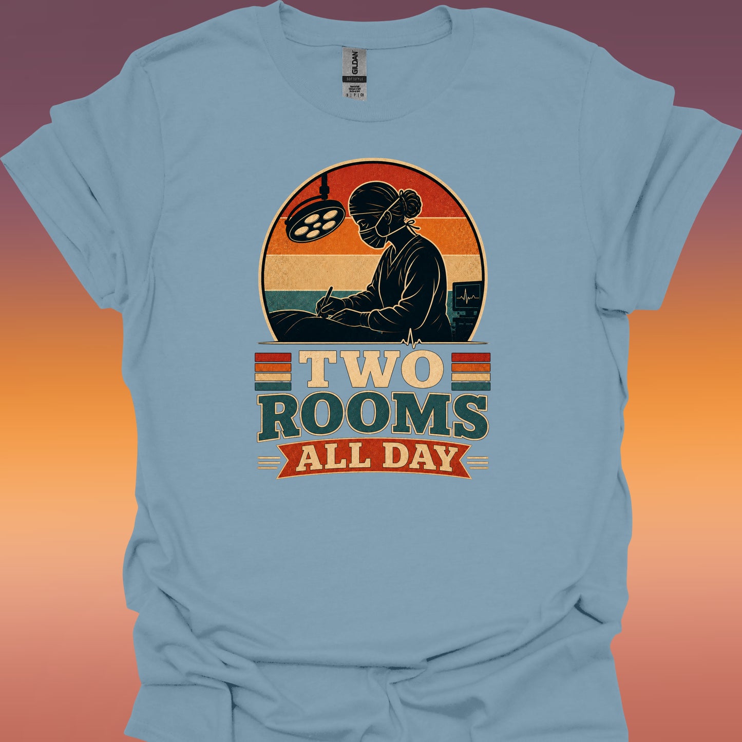Two Rooms All Day Surgery T-Shirt Female — Vintage Surgeon Operating Room Retro Tee