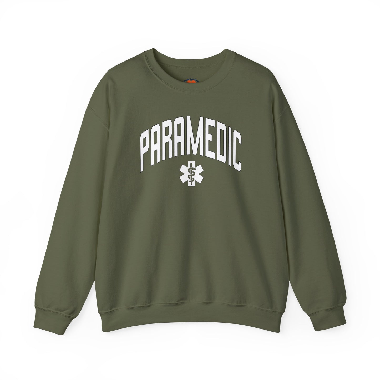 Varstity Paramedic Crewneck Sweatshirt-Military Green-Health Gear Shop