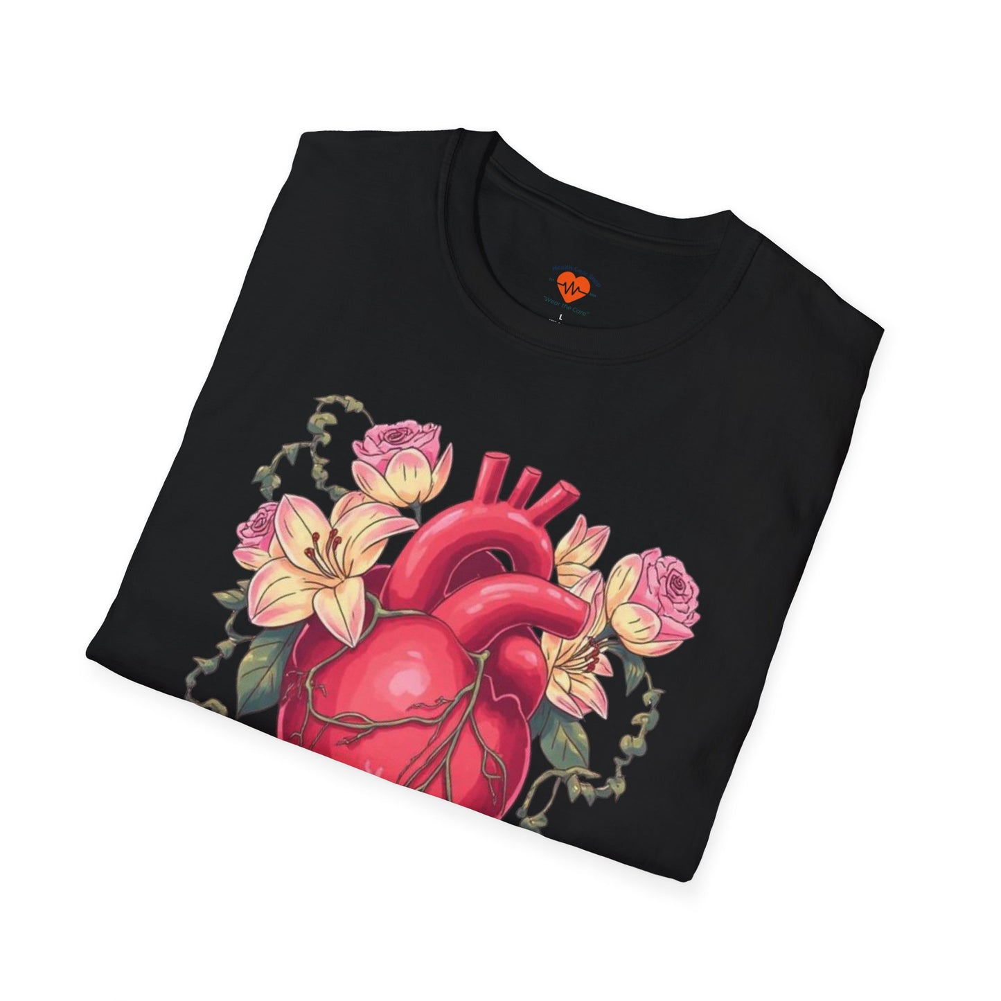 Anatomical Heart Floral Tee — Botanical Medical Heart T-Shirt-Health Gear Shop