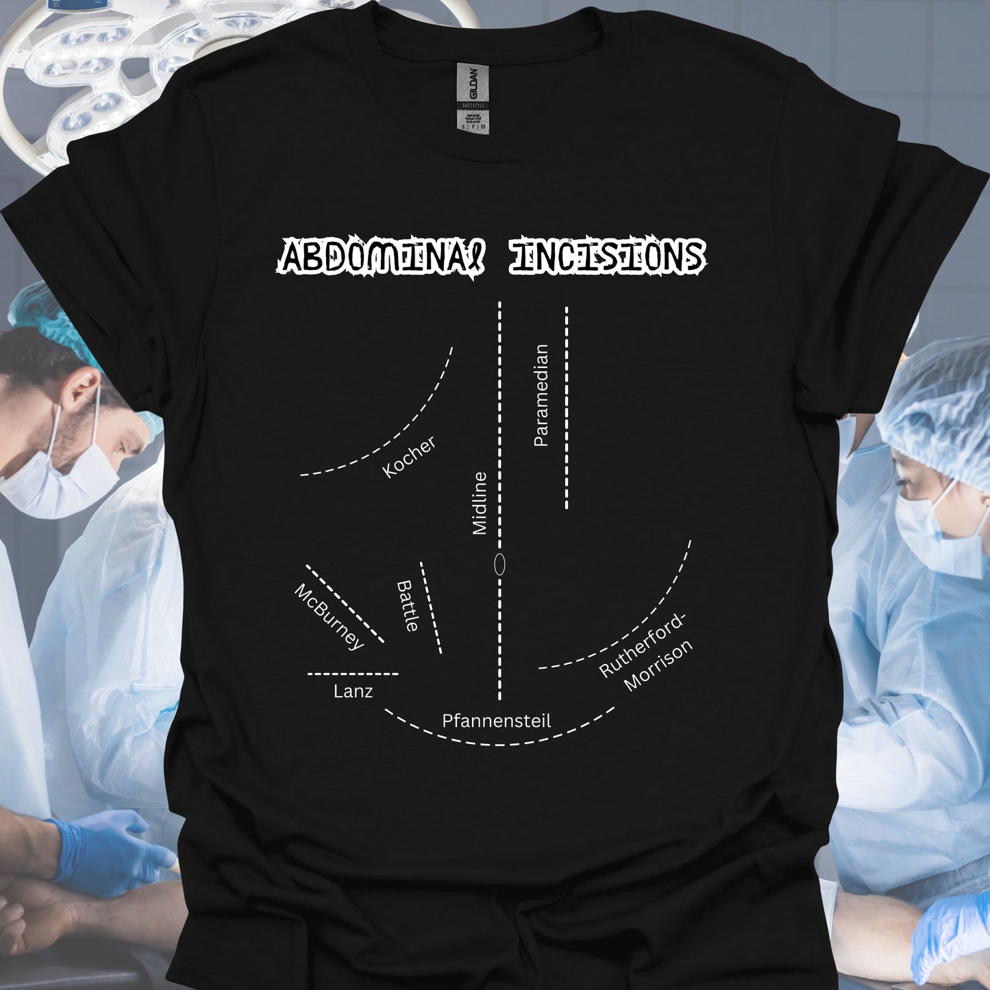 Abdominal Incisions General Surgery Medical Gift T-Shirt-Black-Health Gear Shop