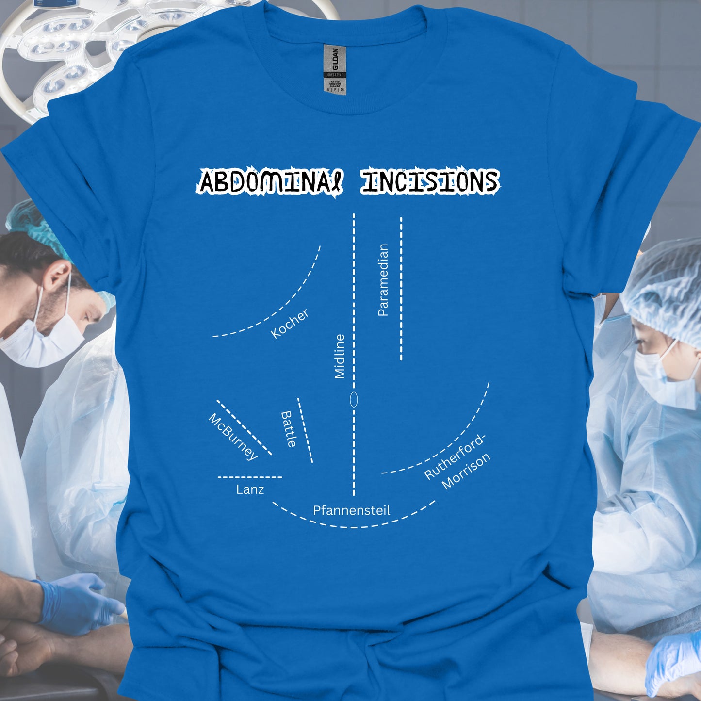 Abdominal Incisions General Surgery Medical Gift T-Shirt-Royal-Health Gear Shop