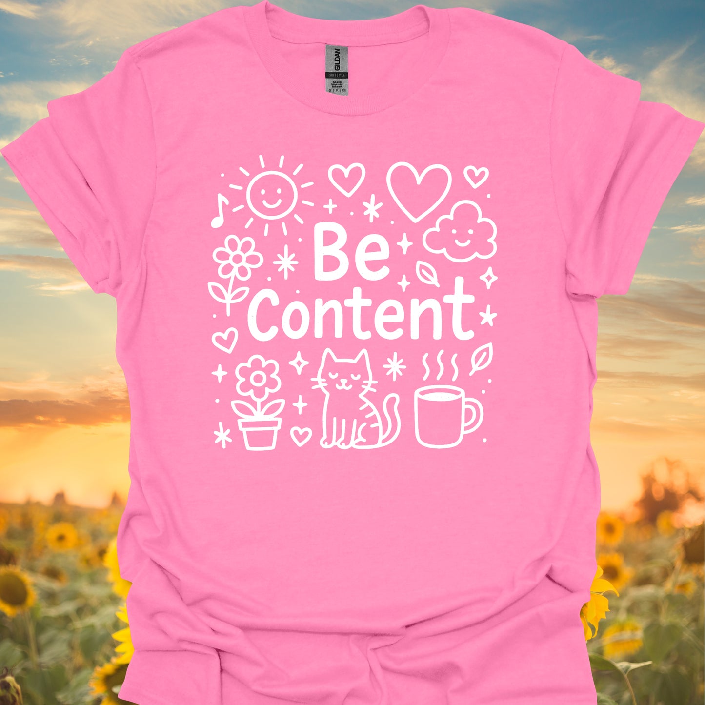 Be Content Positive Affirmation Mental Health Wellness T-Shirt-Azalea-Health Gear Shop