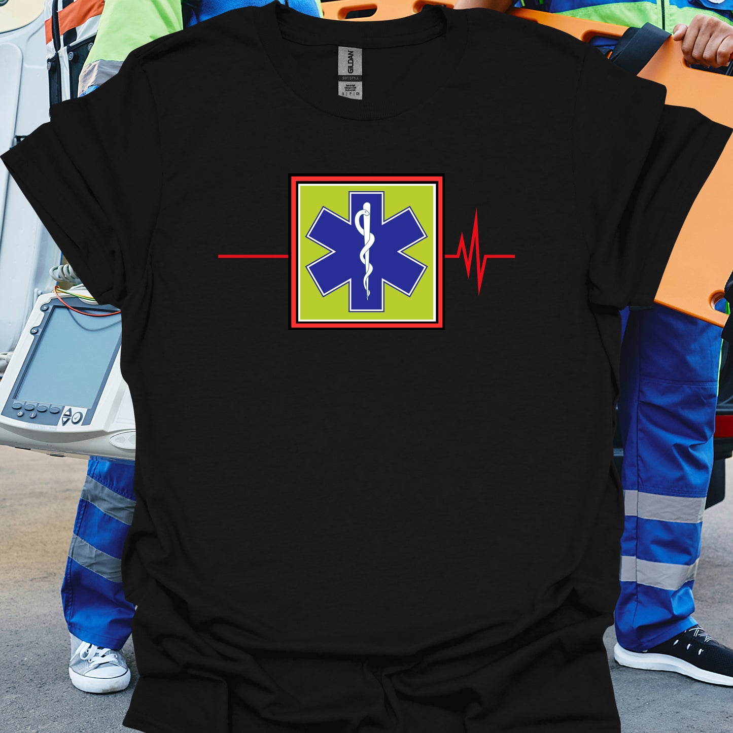 EMS EMT Paramedic First Responder EKG T-Shirt-Black-Health Gear Shop