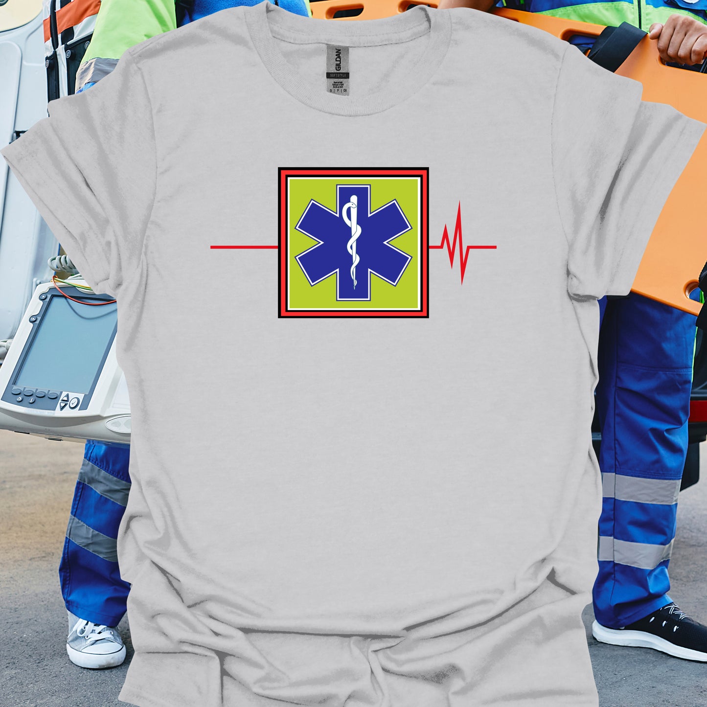 EMS EMT Paramedic First Responder EKG T-Shirt-Ice Grey-Health Gear Shop