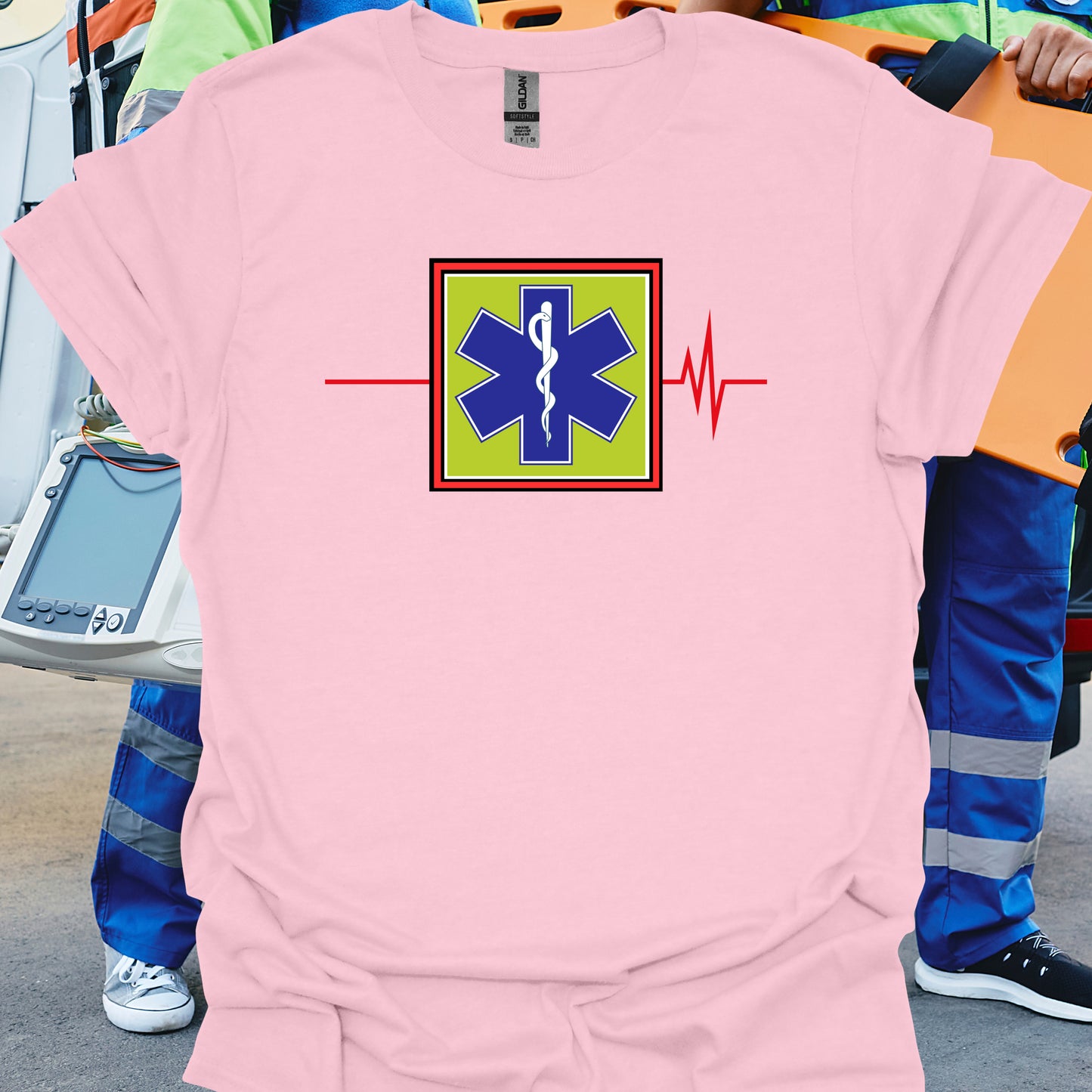 EMS EMT Paramedic First Responder EKG T-Shirt-Light Pink-Health Gear Shop