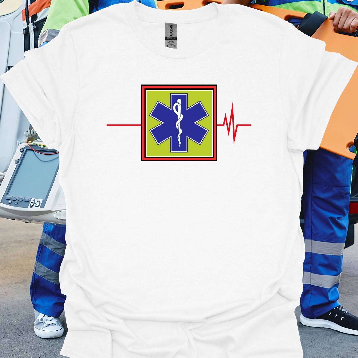EMS EMT Paramedic First Responder EKG T-Shirt-White-Health Gear Shop