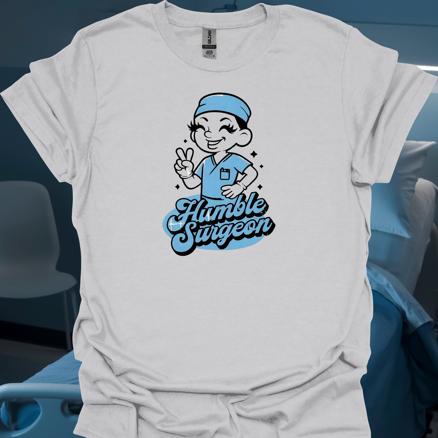 Humble Surgeon Surgery T-Shirt in Ice Grey – funny medical t-shirt, nurse and doctor gift for healthcare