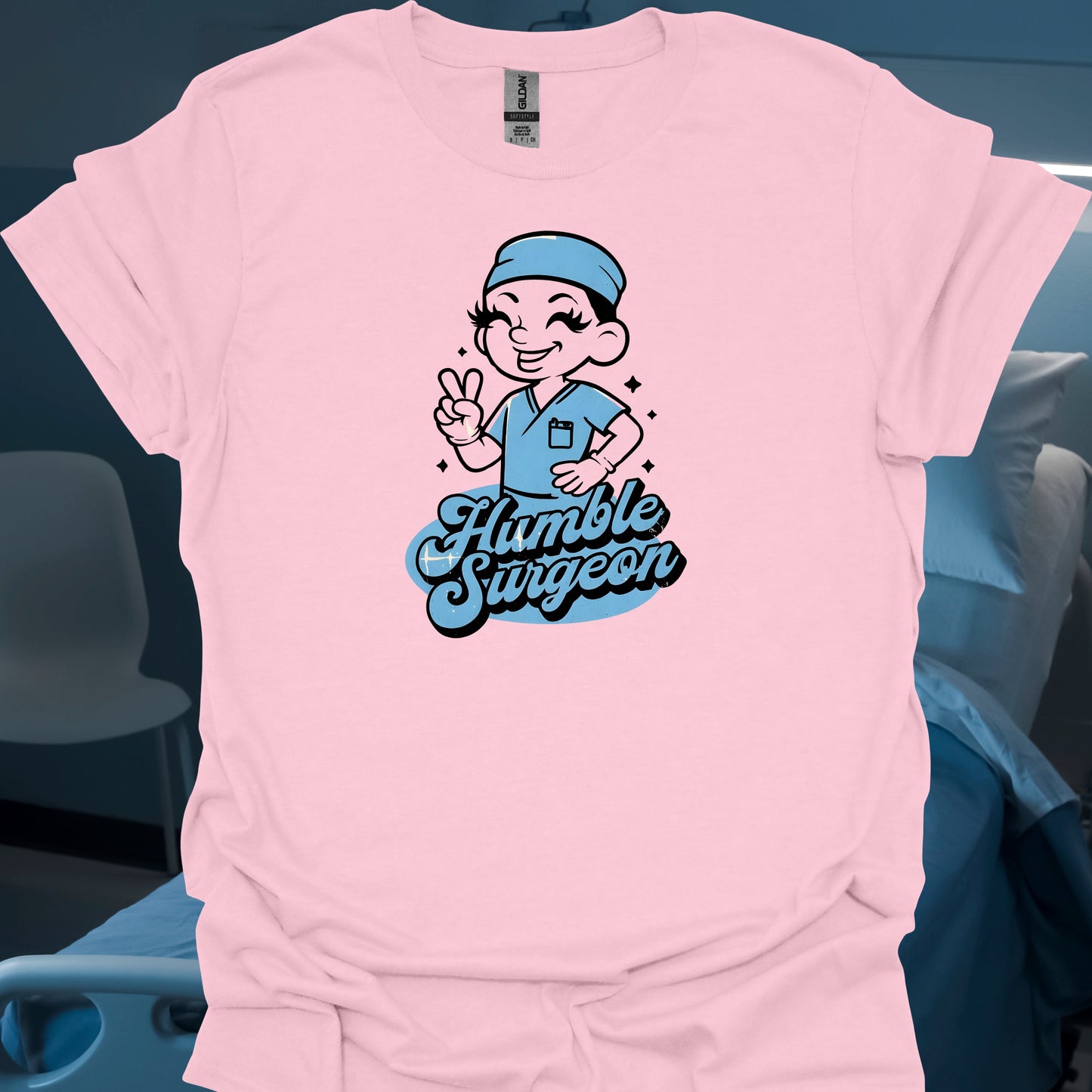 Humble Surgeon Surgery T-Shirt in Light Pink – funny medical t-shirt, nurse and doctor gift for healthcare