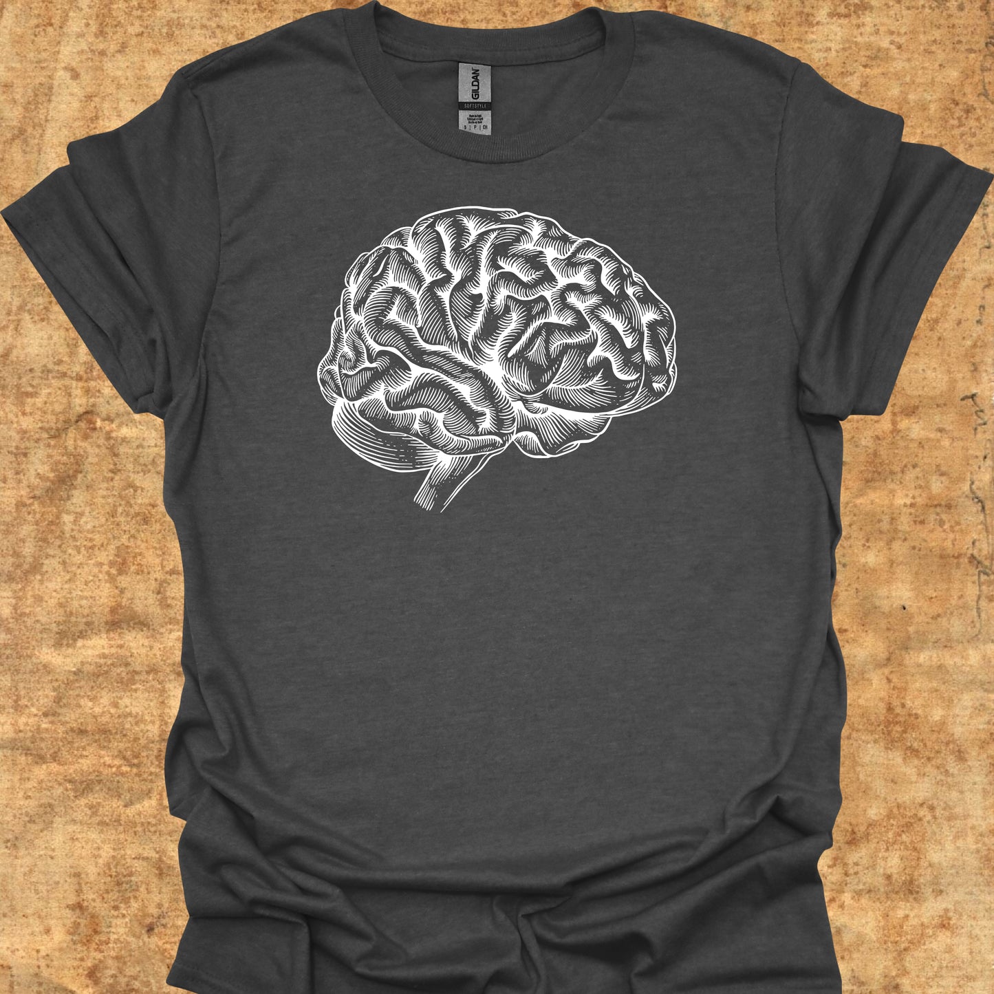 Minimalist Brain Anatomy Neurology T-Shirt for Neurologists & Neuro Care-Dark Heather Grey-Health Gear Shop