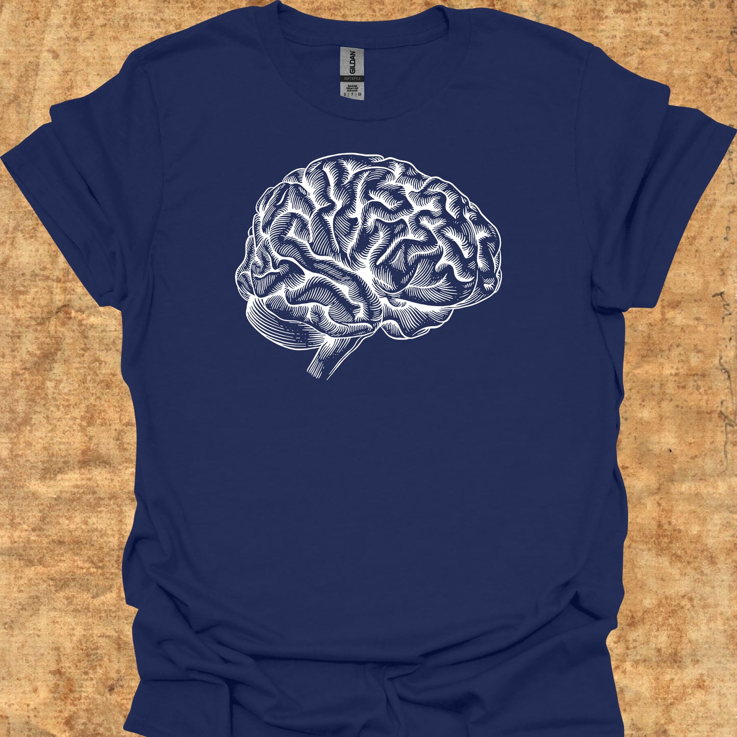 Minimalist Brain Anatomy Neurology T-Shirt for Neurologists & Neuro Care-Navy-Health Gear Shop