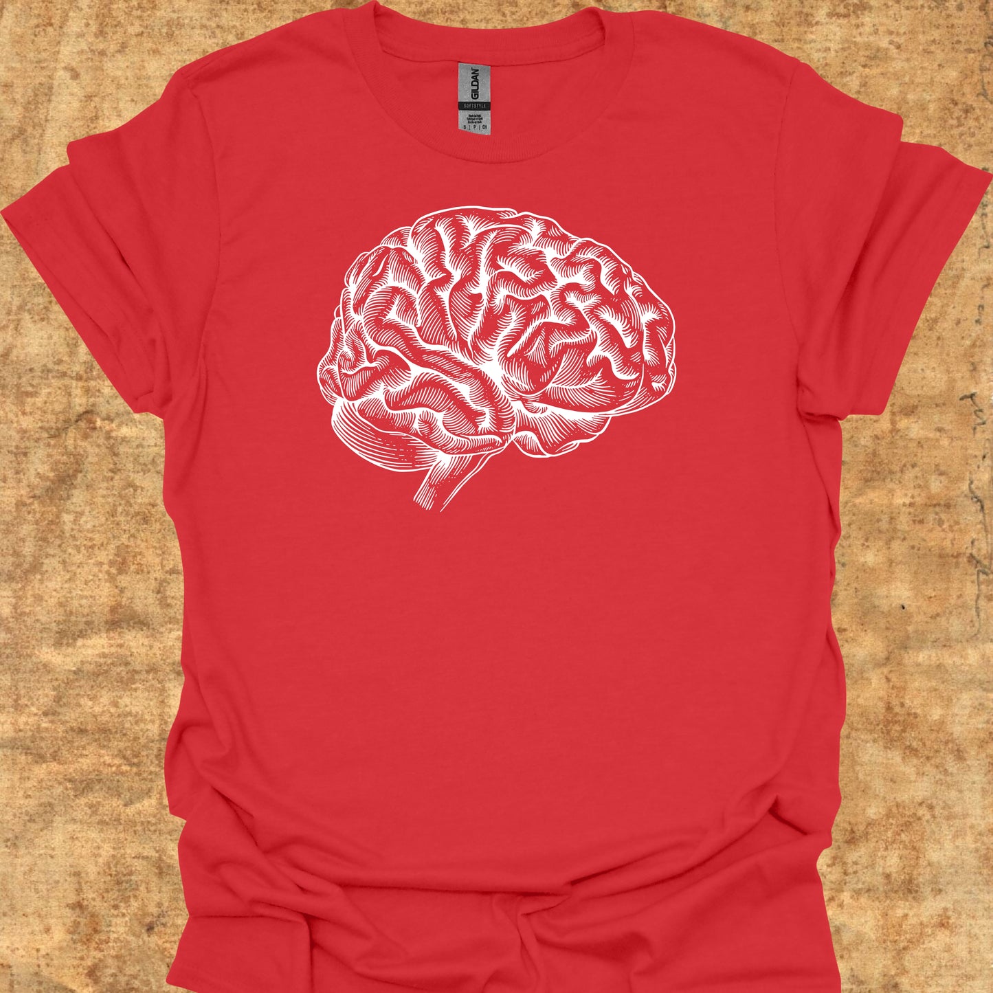 Minimalist Brain Anatomy Neurology T-Shirt for Neurologists & Neuro Care-Red-Health Gear Shop