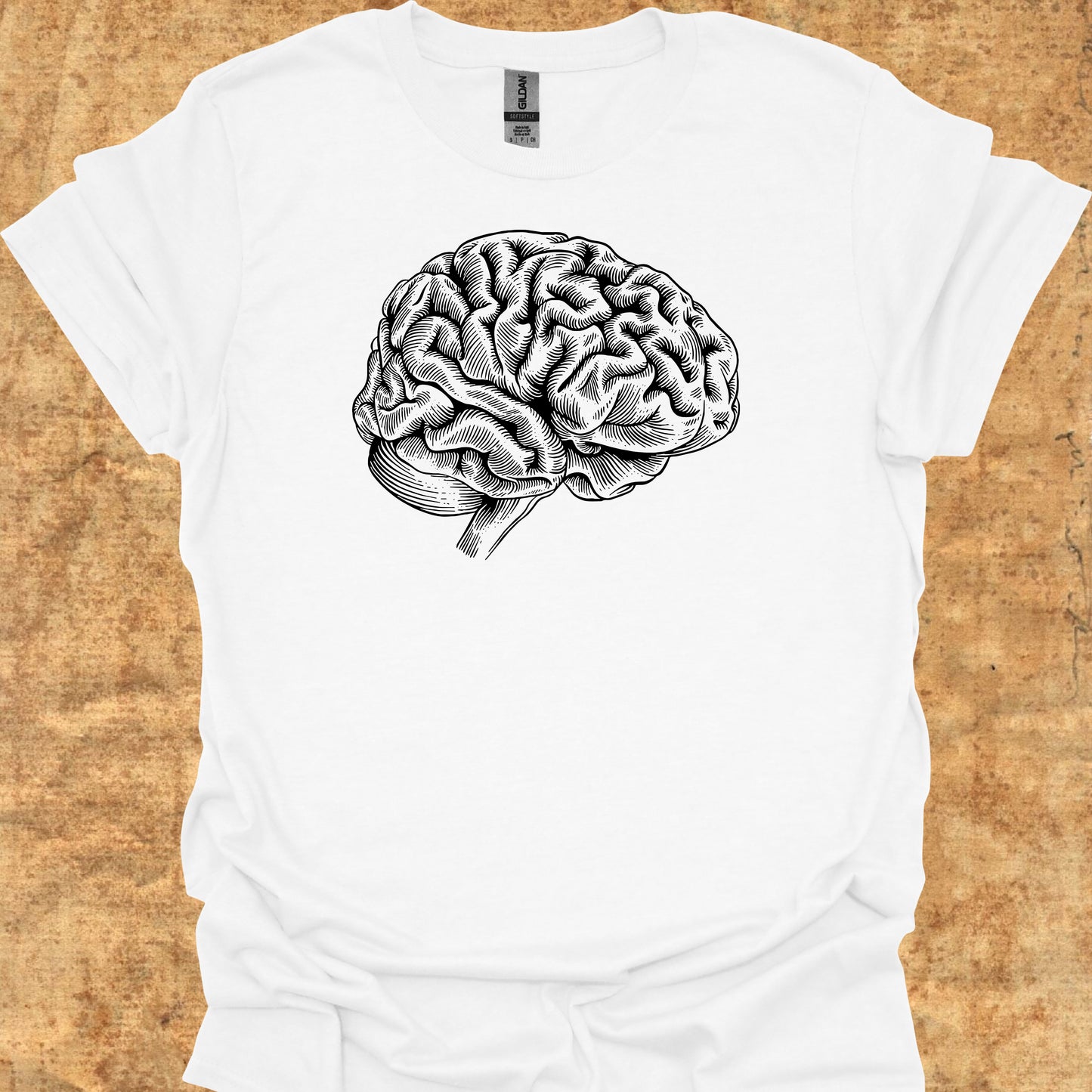 Minimalist Brain Anatomy Neurology T-Shirt for Neurologists & Neuro Care-White-Health Gear Shop