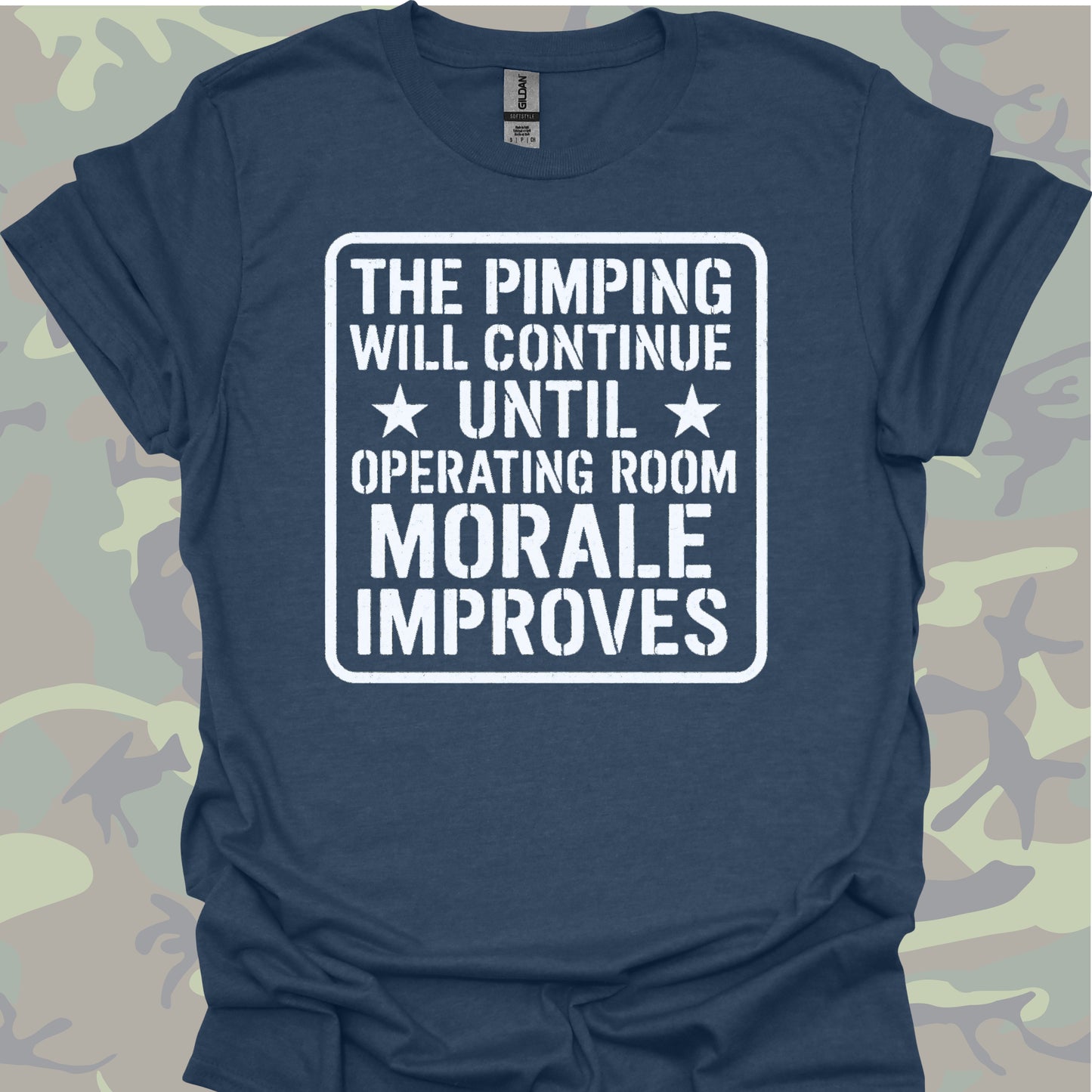 Surgery Resident Military Style Medical Humor T-Shirt-Heather Navy-Health Gear Shop