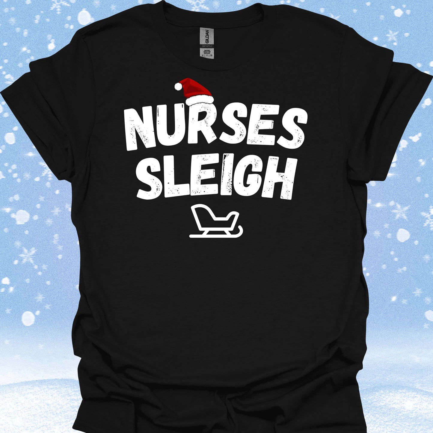 Nurses Sleigh Nurse Christmas Holiday Gift T-Shirt in Black – funny medical t-shirt, nurse and doctor gift for healthcare