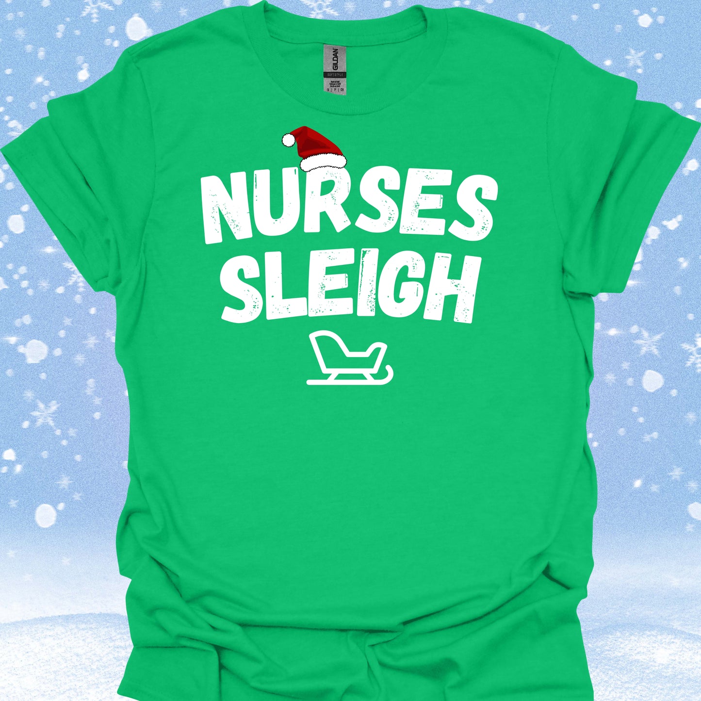 Nurses Sleigh Nurse Christmas Holiday Gift T-Shirt in Irish Green – funny medical t-shirt, nurse and doctor gift for healthcare