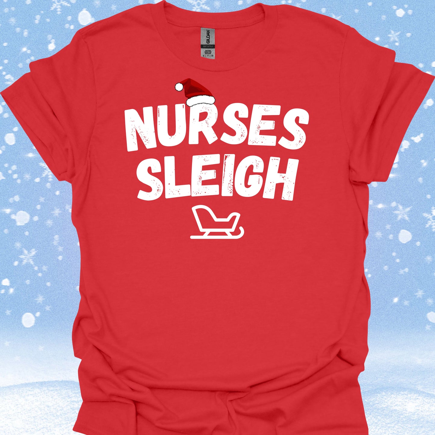 Nurses Sleigh Nurse Christmas Holiday Gift T-Shirt in Red – funny medical t-shirt, nurse and doctor gift for healthcare