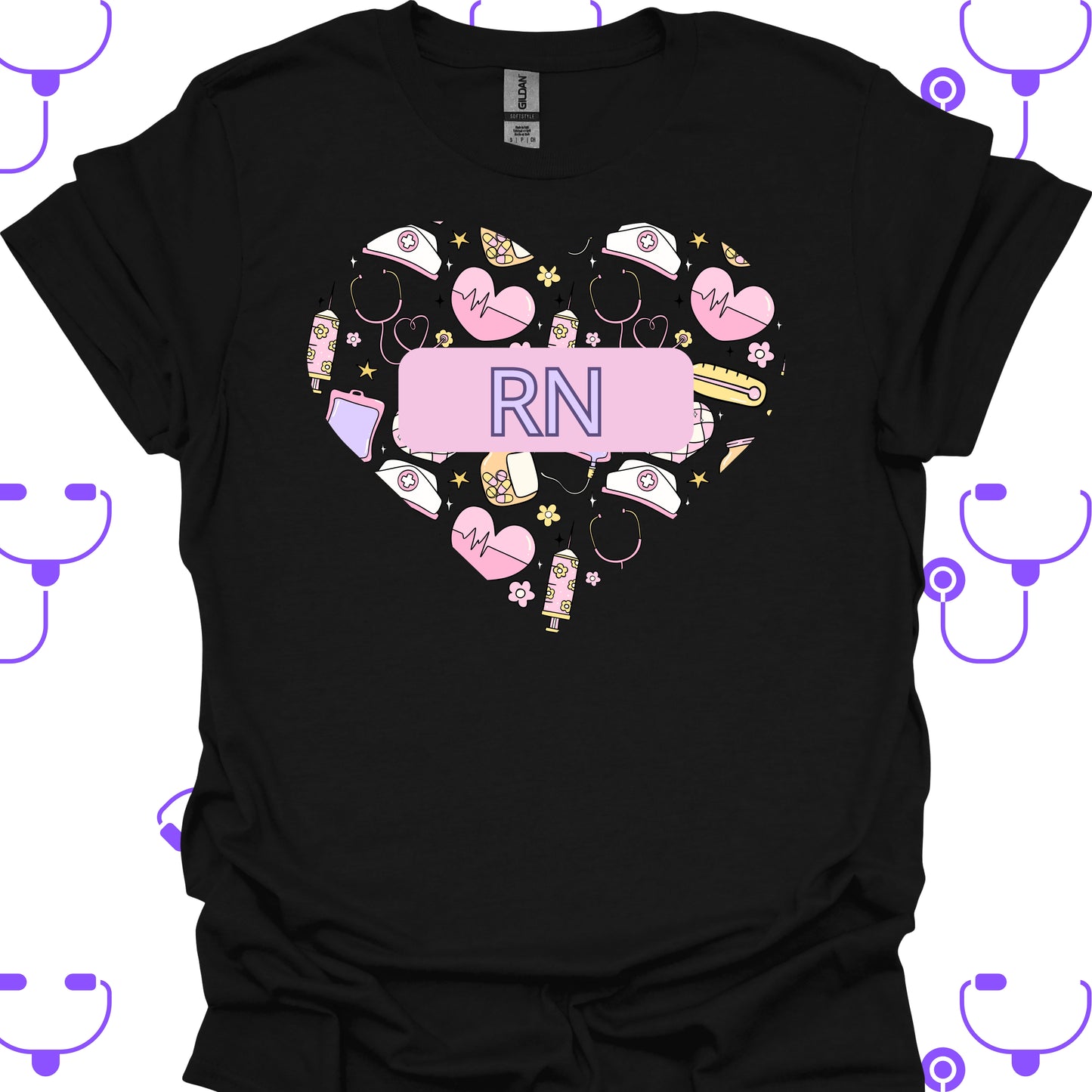 Registered Nurse RN Heart Medical T-Shirt in XS – funny medical t-shirt, nurse and doctor gift for healthcare