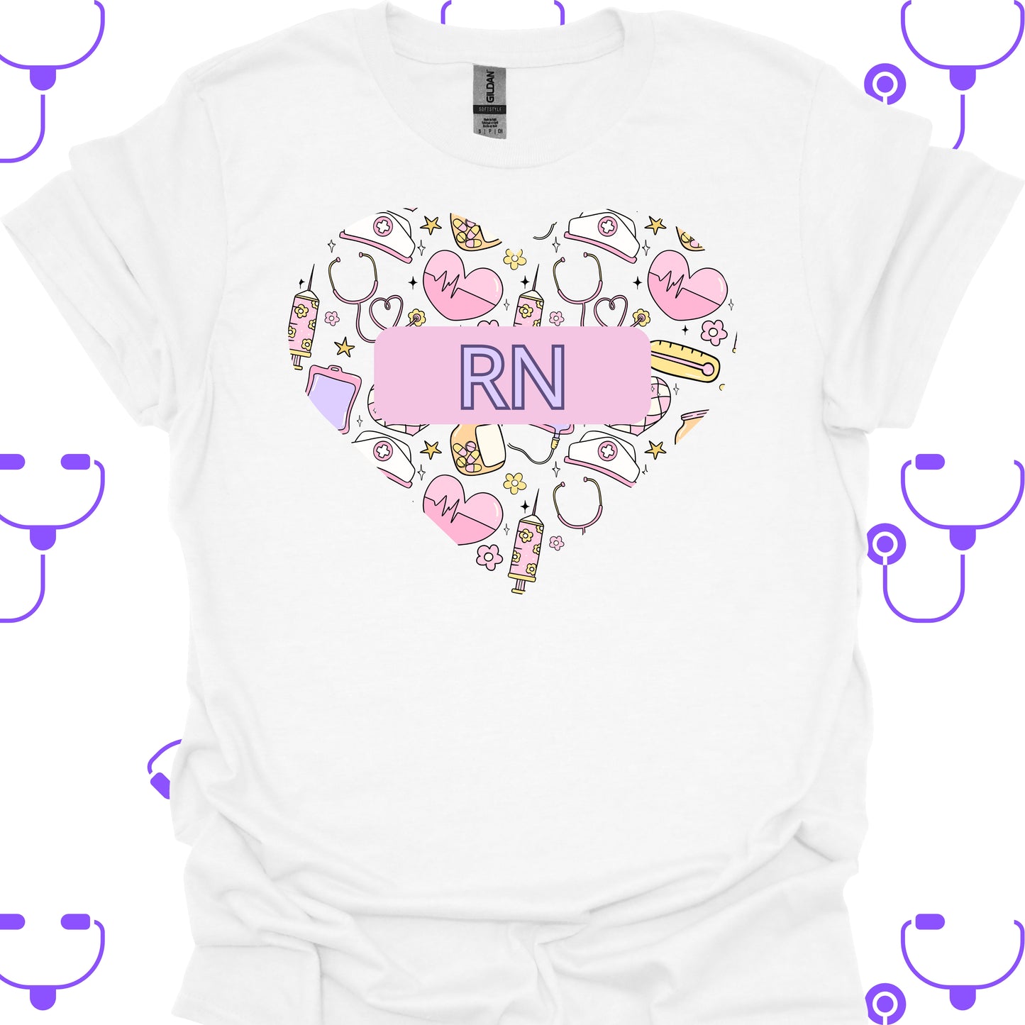 Registered Nurse RN Heart Medical T-Shirt-XS-Health Gear Shop