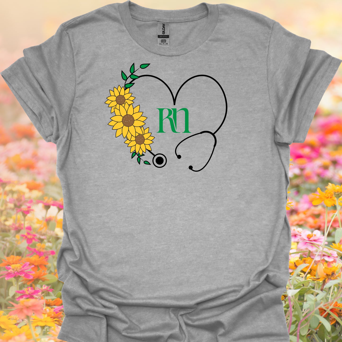 Floral RN Stethoscope T-Shirt – Cute Nurse Life T-Shirt-Sport Grey-Health Gear Shop