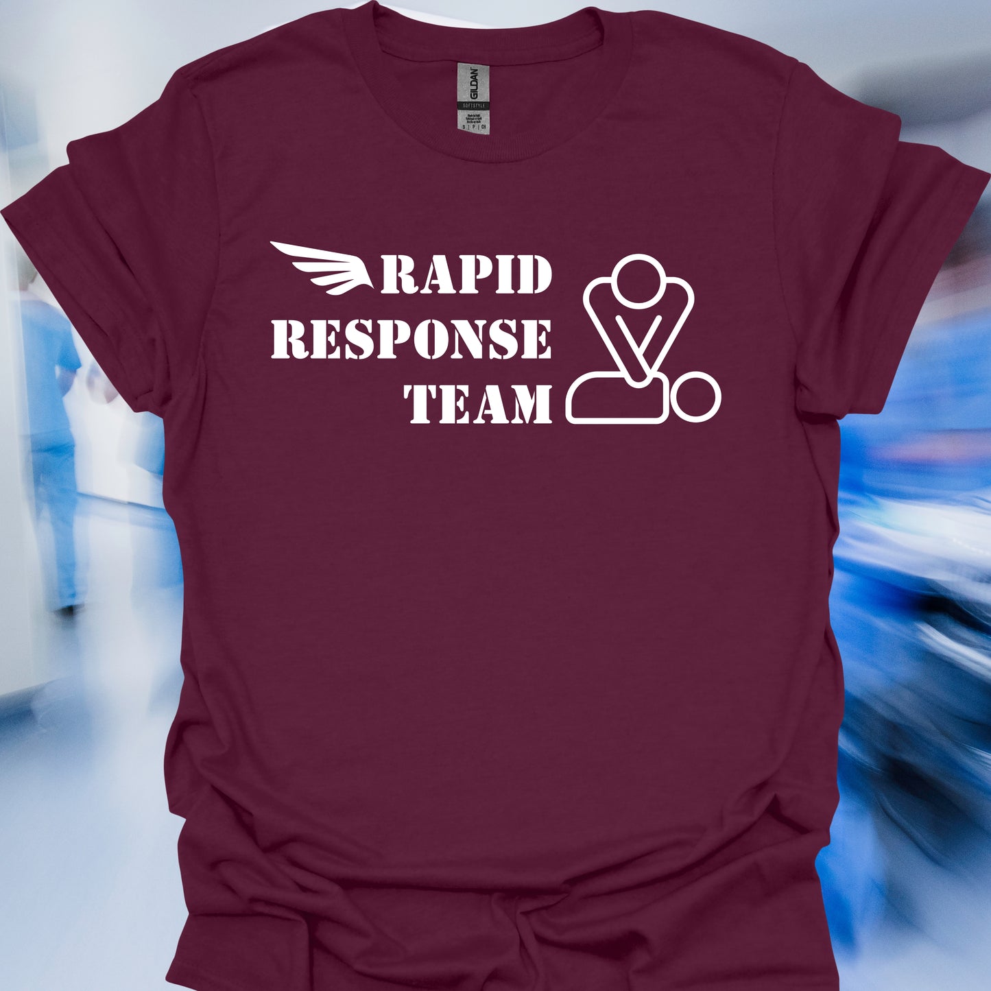 Rapid Response Team Rescue T-Shirt – Code Blue Crew Edition-Maroon-Health Gear Shop