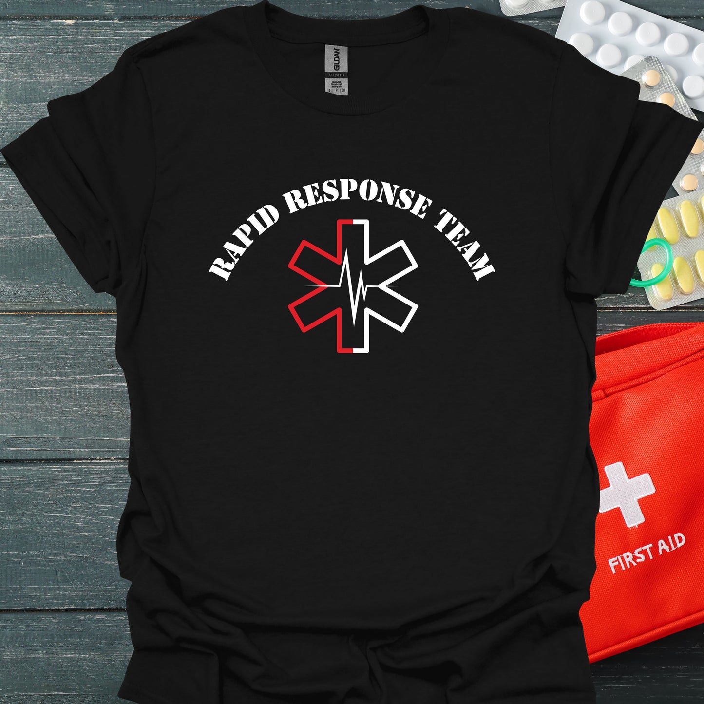 Rapid Response Team Save Lives T-Shirt – EKG & EMS Edition-Black-Health Gear Shop