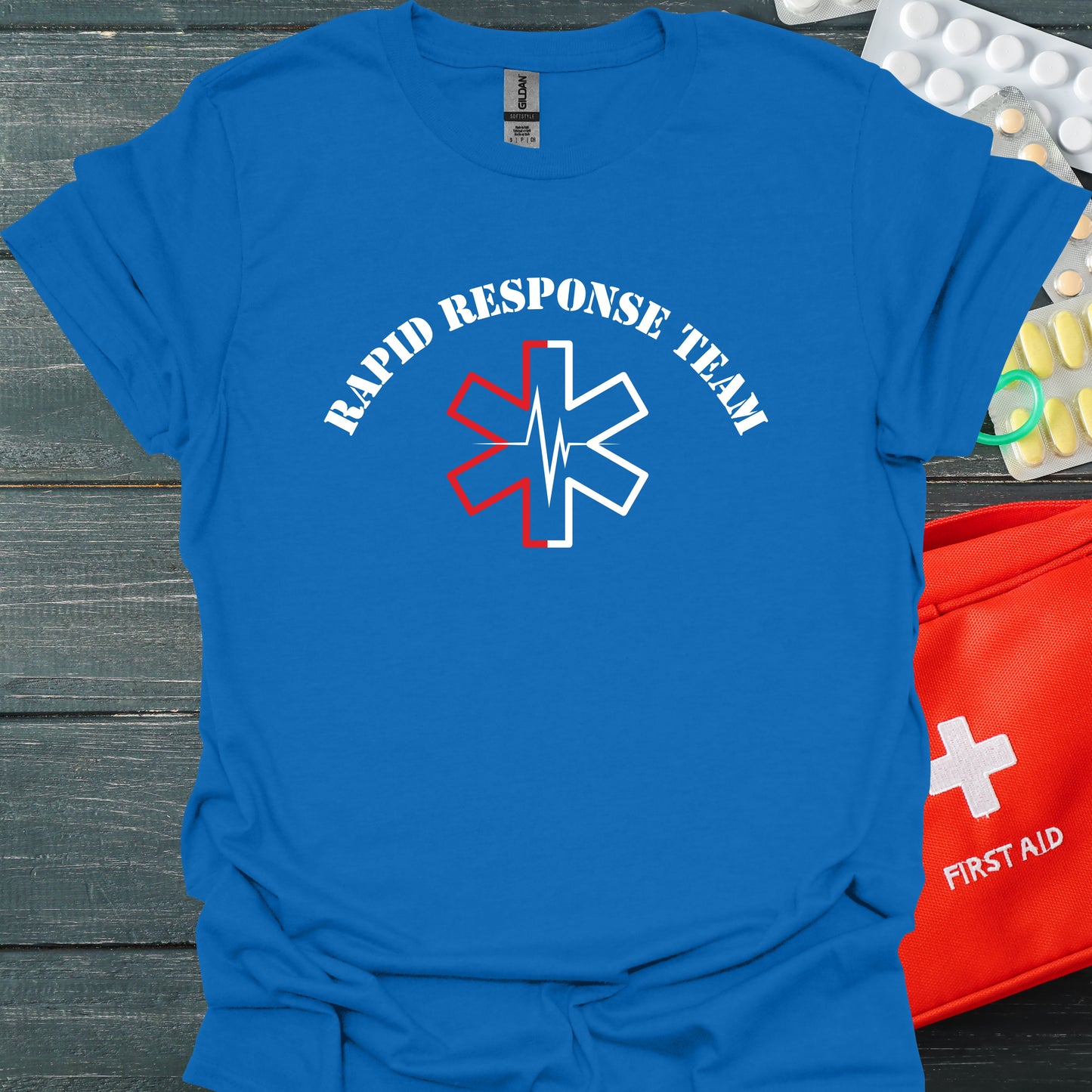 Rapid Response Team Save Lives T-Shirt – EKG & EMS Edition-Royal-Health Gear Shop