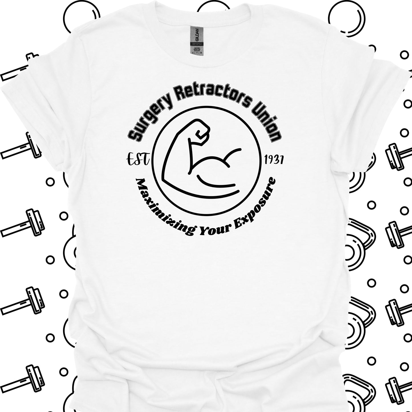 Surgical Retractors Union Surgery Humor T-Shirt in White – funny medical t-shirt, nurse and doctor gift for healthcare