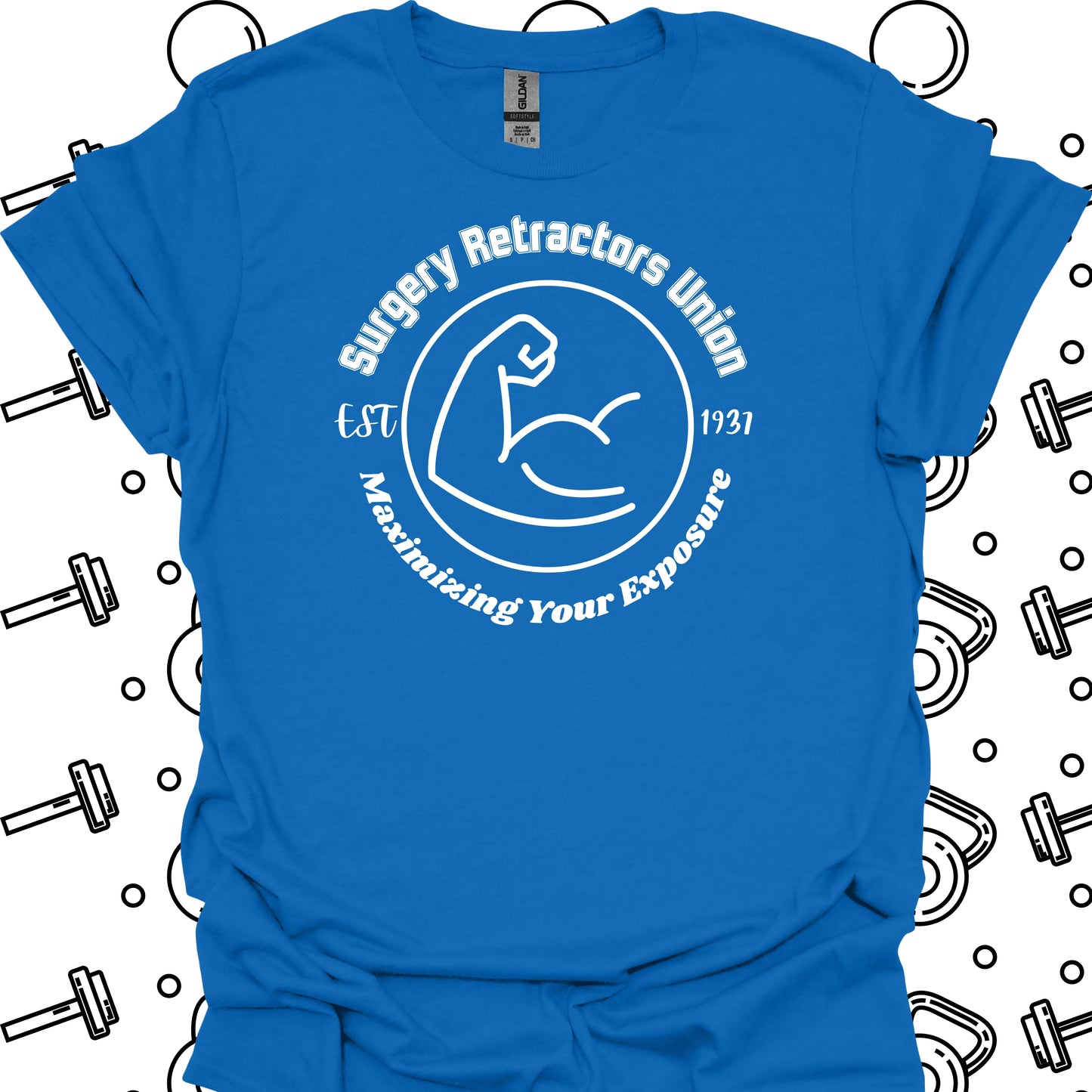Surgical Retractors Union Surgery Humor T-Shirt in Royal – funny medical t-shirt, nurse and doctor gift for healthcare