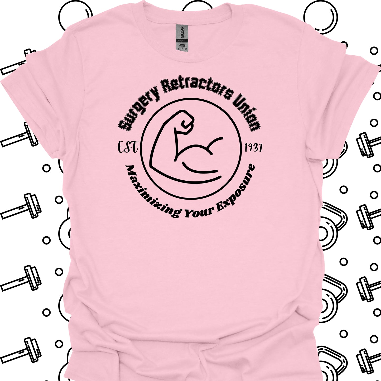 Surgical Retractors Union Surgery Humor T-Shirt in Light Pink – funny medical t-shirt, nurse and doctor gift for healthcare