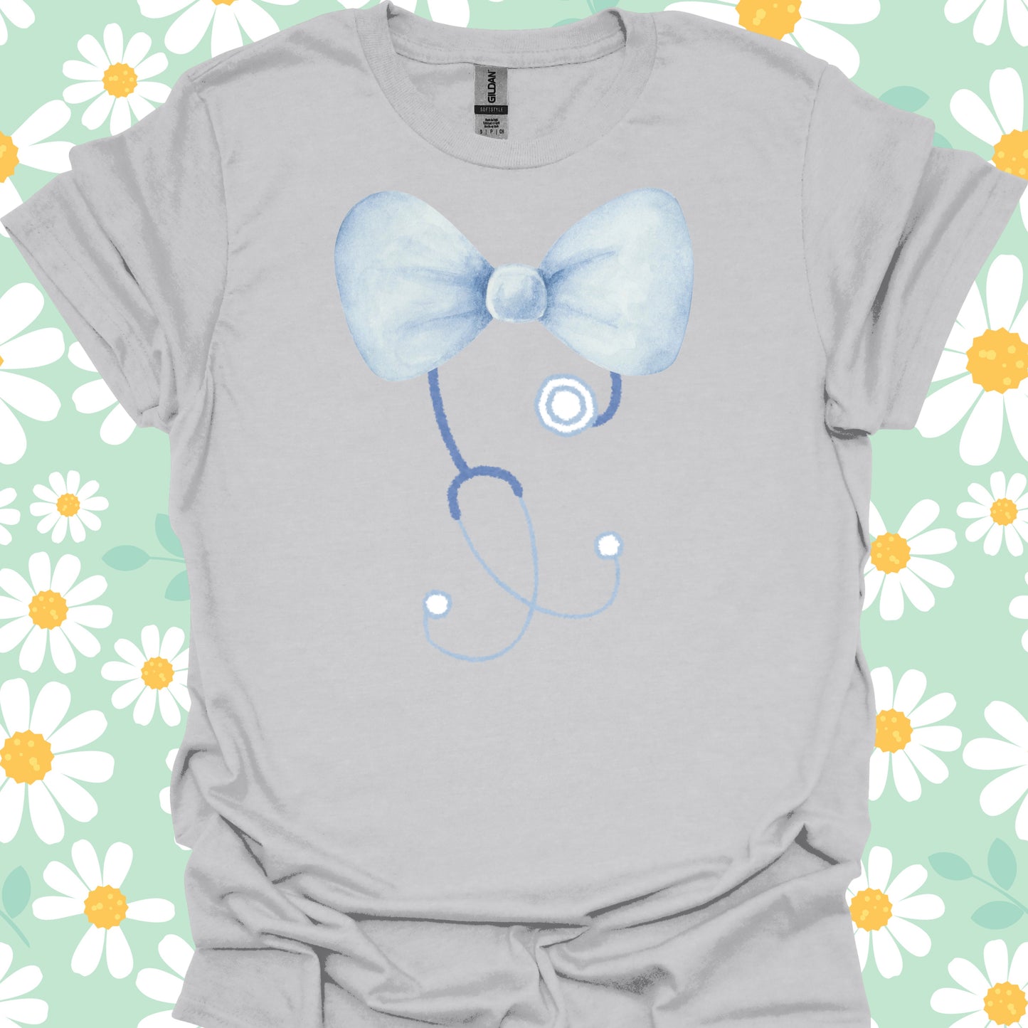 Stethoscope Bow Cute T-Shirt in S – funny medical t-shirt, nurse and doctor gift for healthcare