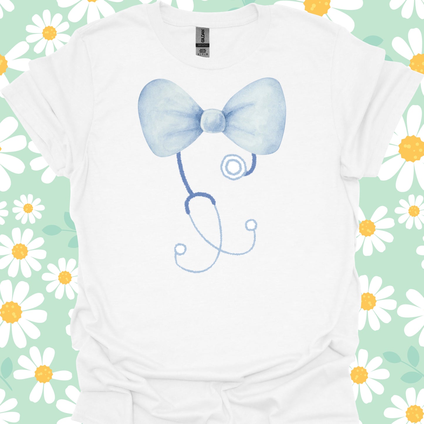 Stethoscope Bow Cute T-Shirt in S – funny medical t-shirt, nurse and doctor gift for healthcare