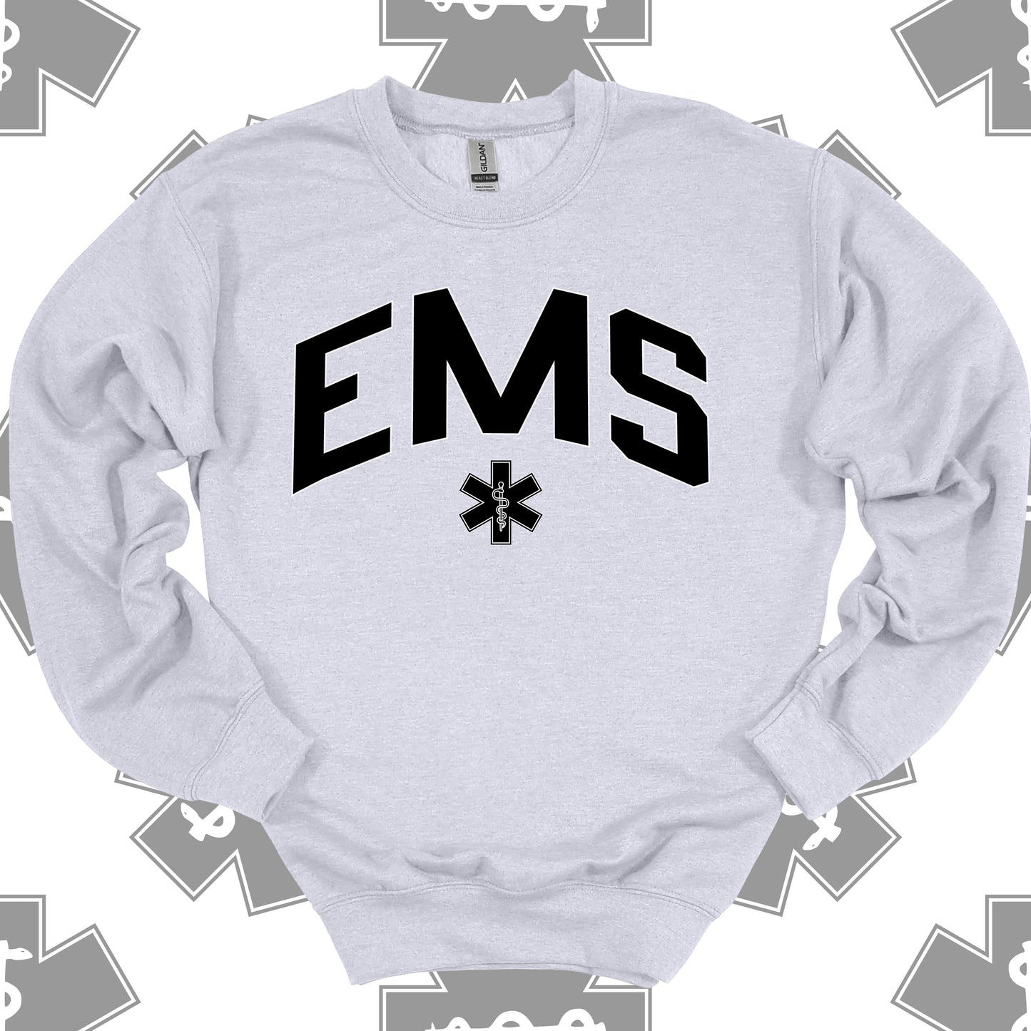 Varsity EMS Crewneck Sweatshirt in Ash – Gift for First Responders