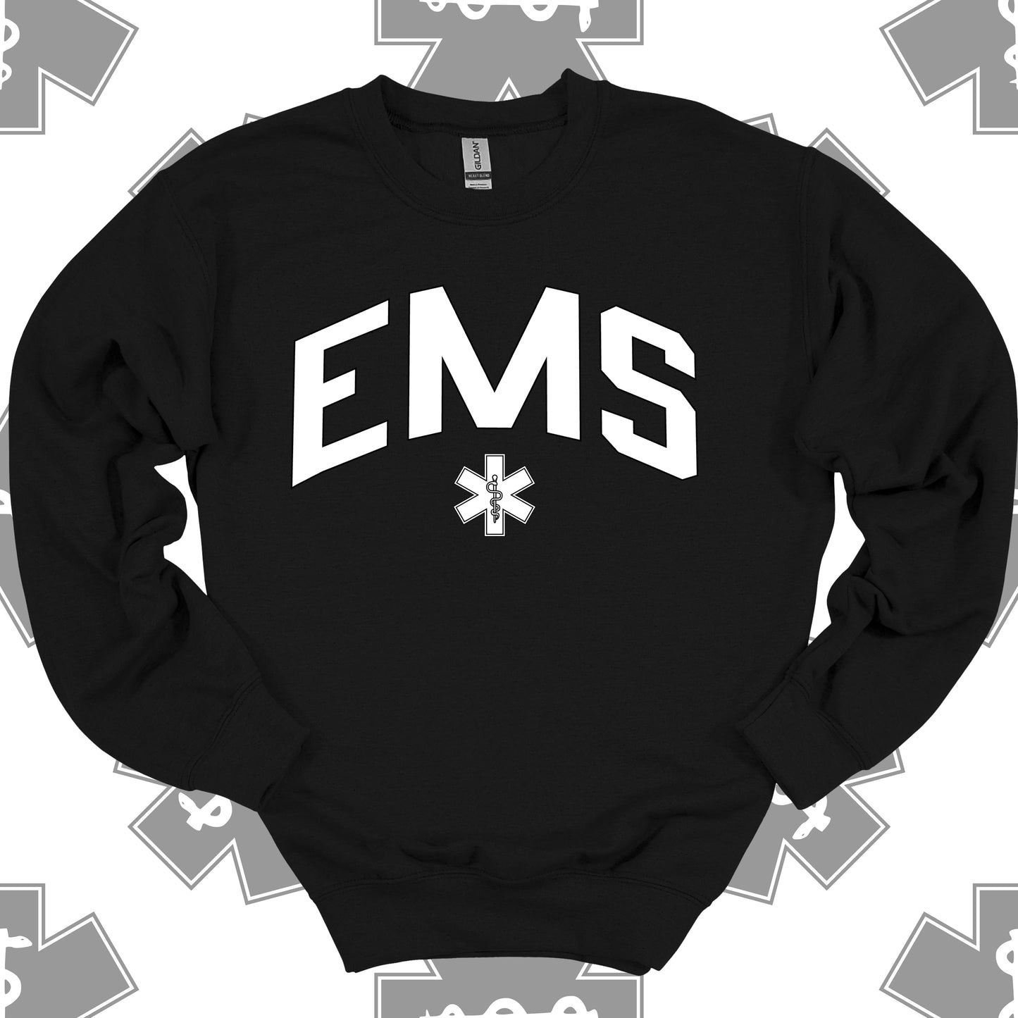 Varsity EMS Crewneck Sweatshirt in Black – Gift for First Responders
