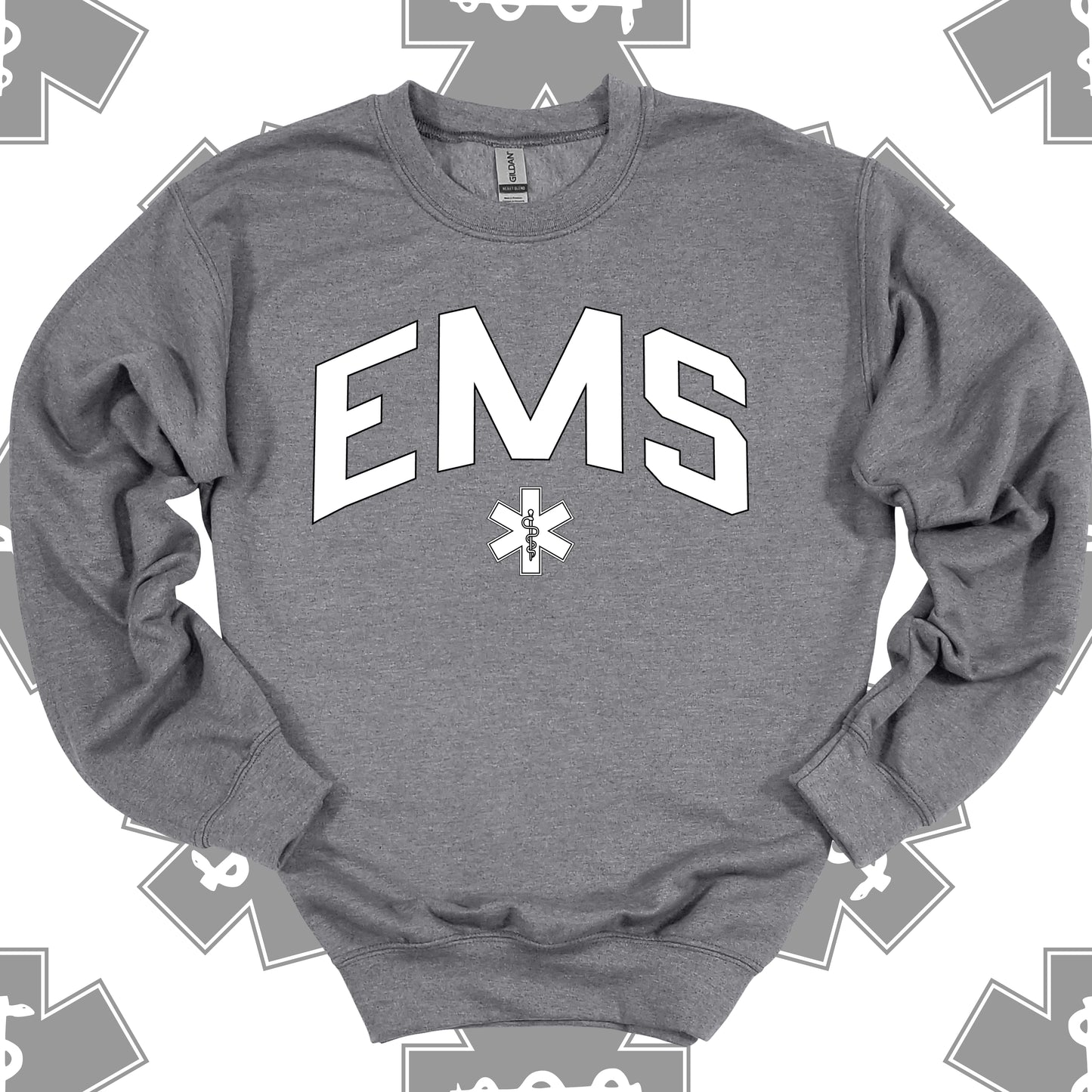 Varsity EMS Crewneck Sweatshirt in Graphite Heather – Gift for First Responders