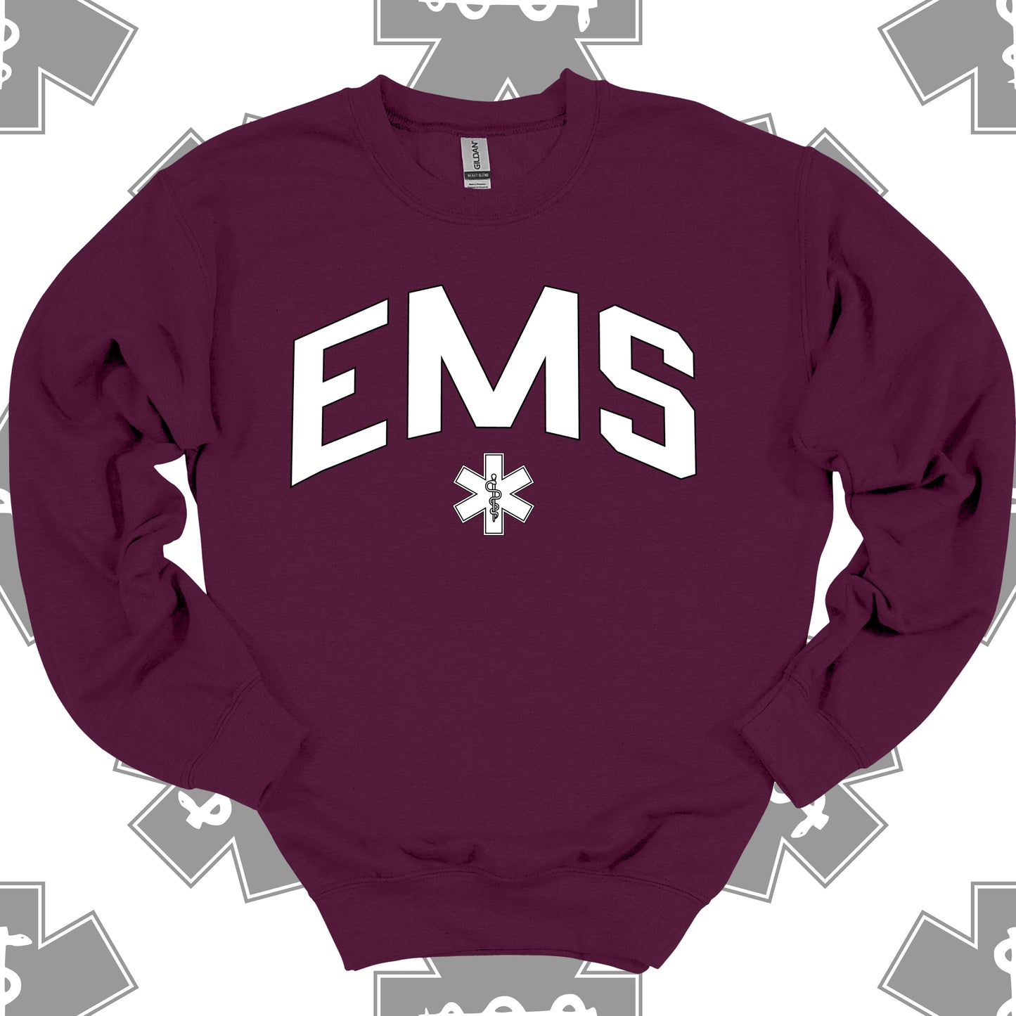 Varsity EMS Crewneck Sweatshirt in Maroon – Gift for First Responders