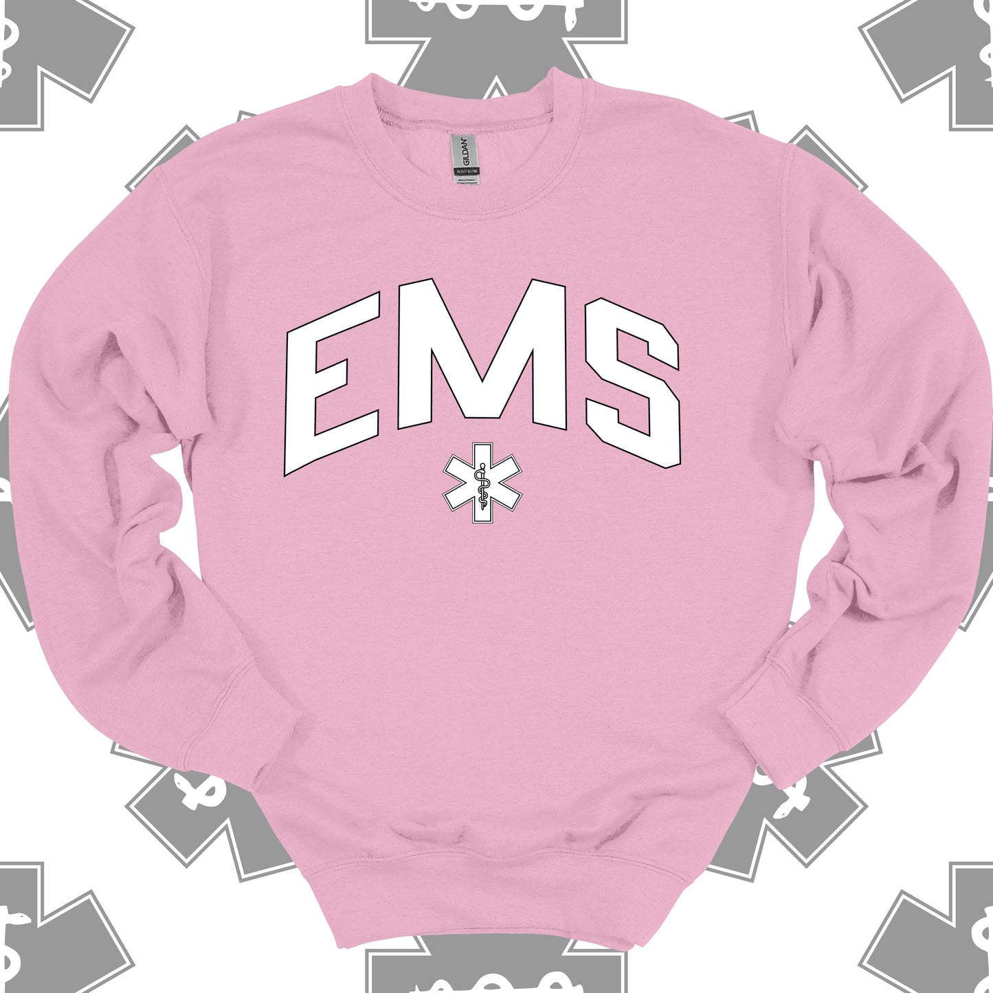 Varsity EMS Crewneck Sweatshirt in Light Pink – Gift for First Responders