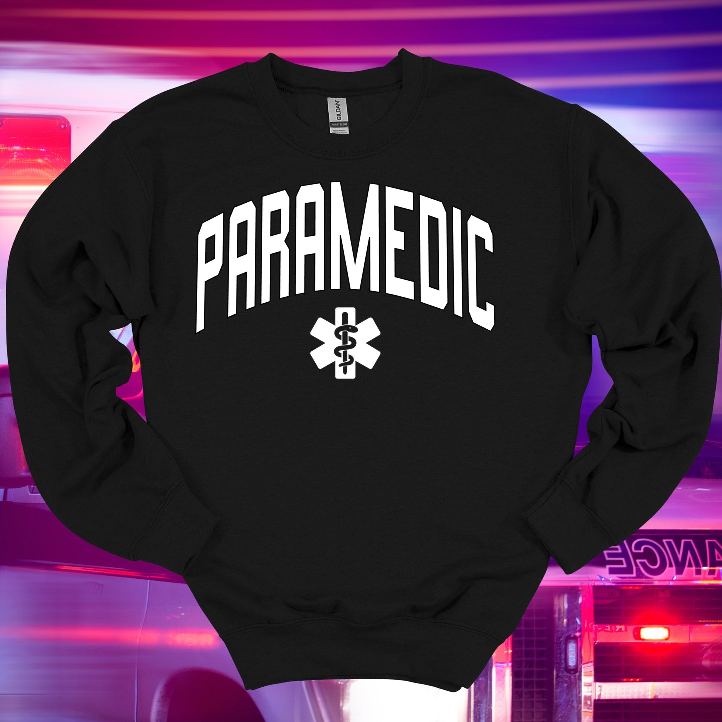 Varstity Paramedic Crewneck Sweatshirt in Black – Great Gift for First Responders