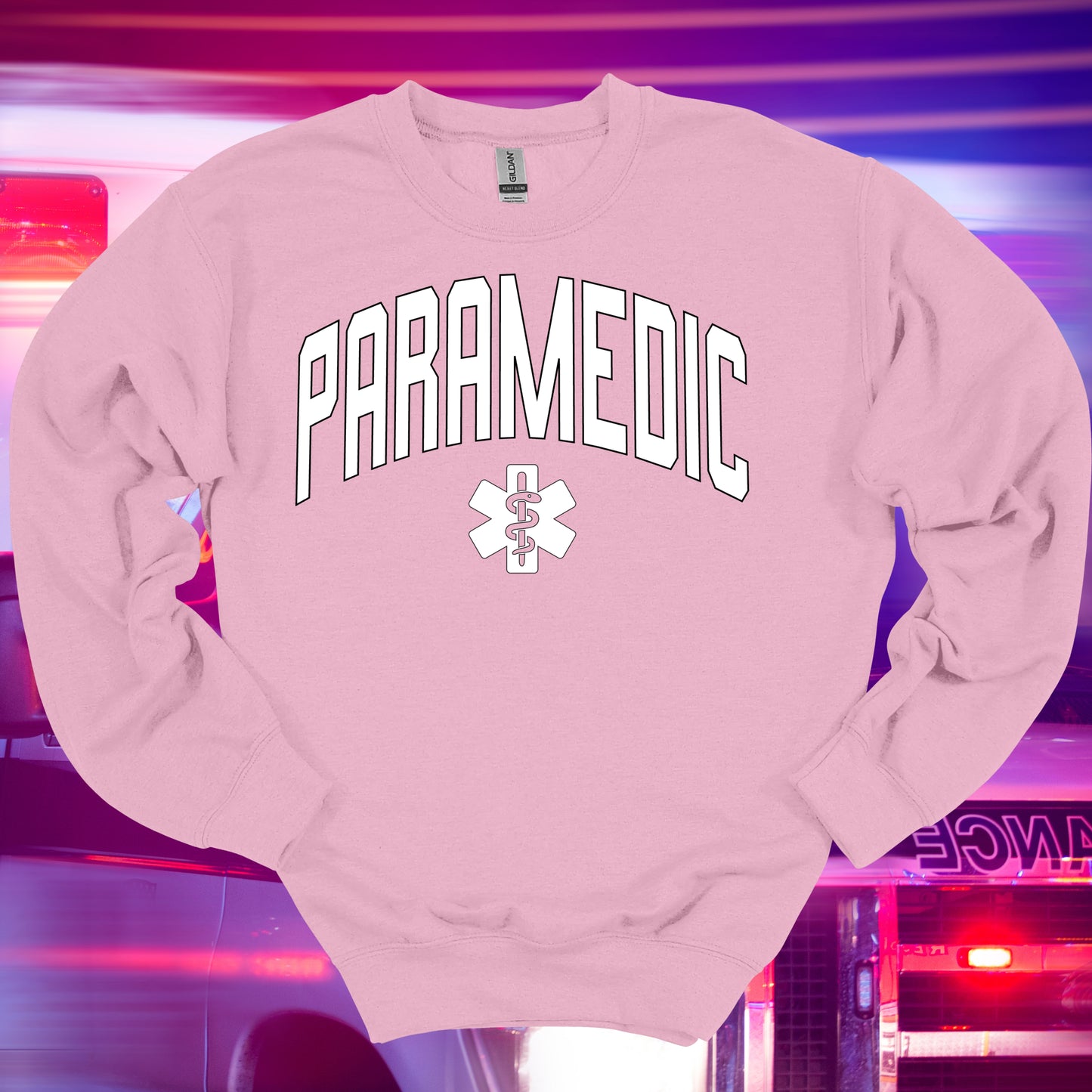 Varstity Paramedic Crewneck Sweatshirt in Light Pink – Great Gift for First Responders