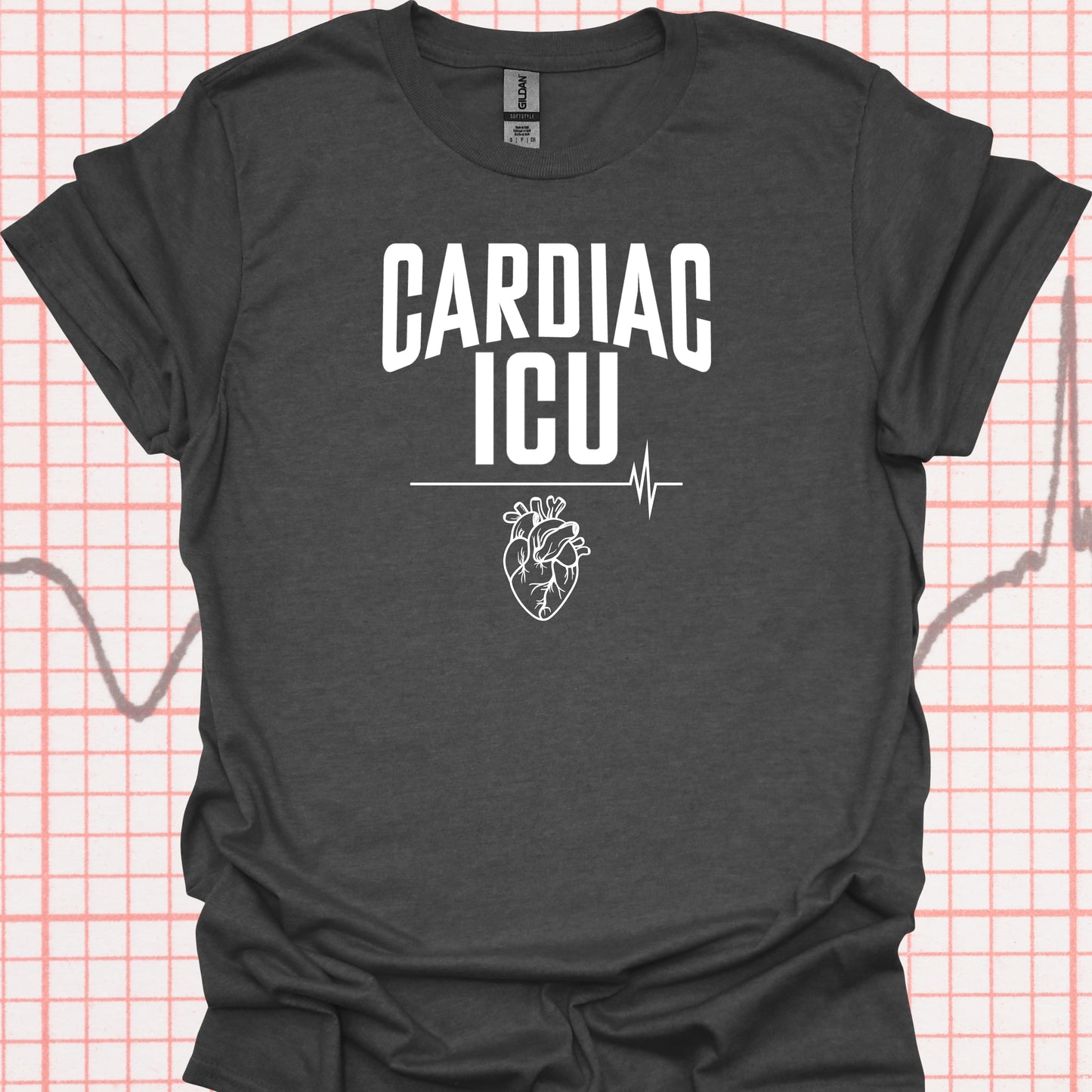 Cardiac ICU T-Shirt – Bold and Clean Design for Critical Care Pros-Graphite Heather-Health Gear Shop