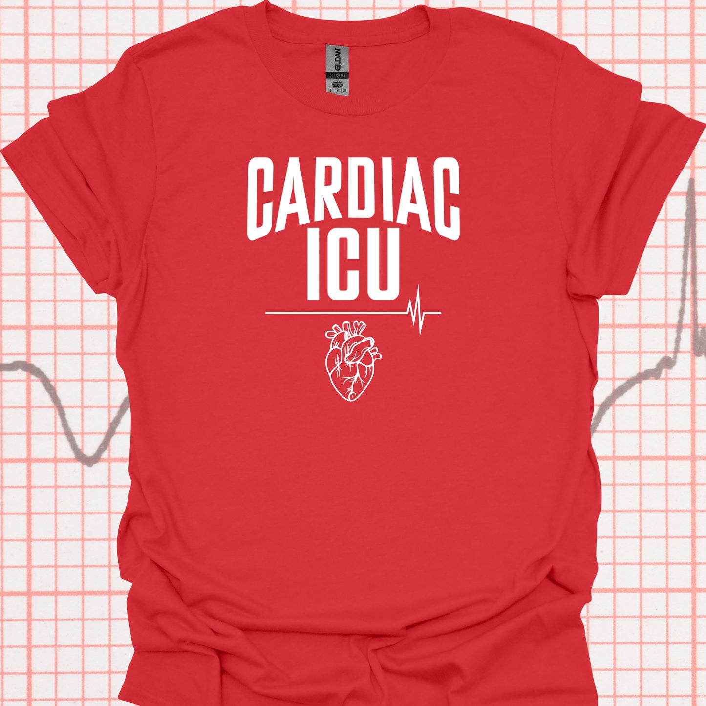 Cardiac ICU T-Shirt – Bold and Clean Design for Critical Care Pros-Red-Health Gear Shop