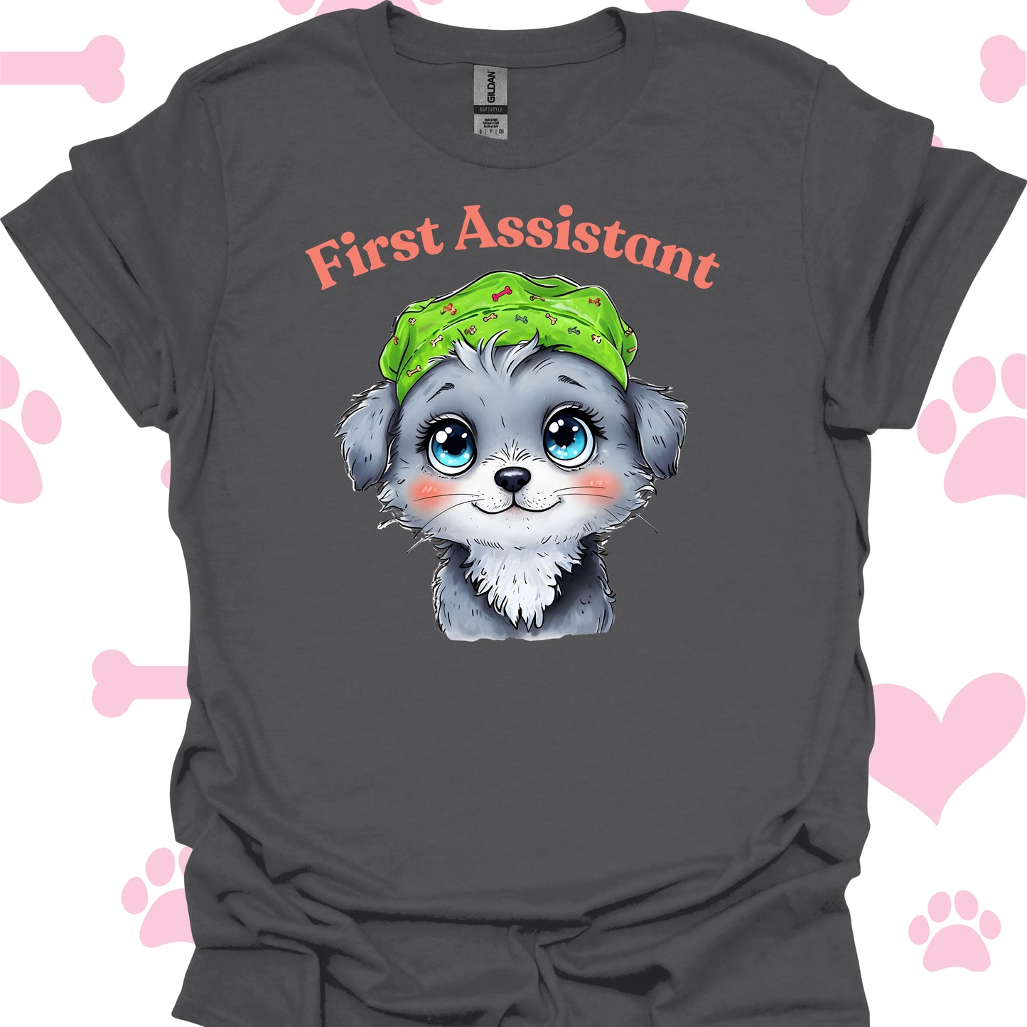 First Assistant Dog-Lover Surgeon Medical Gift T-Shirt-Charcoal-Health Gear Shop