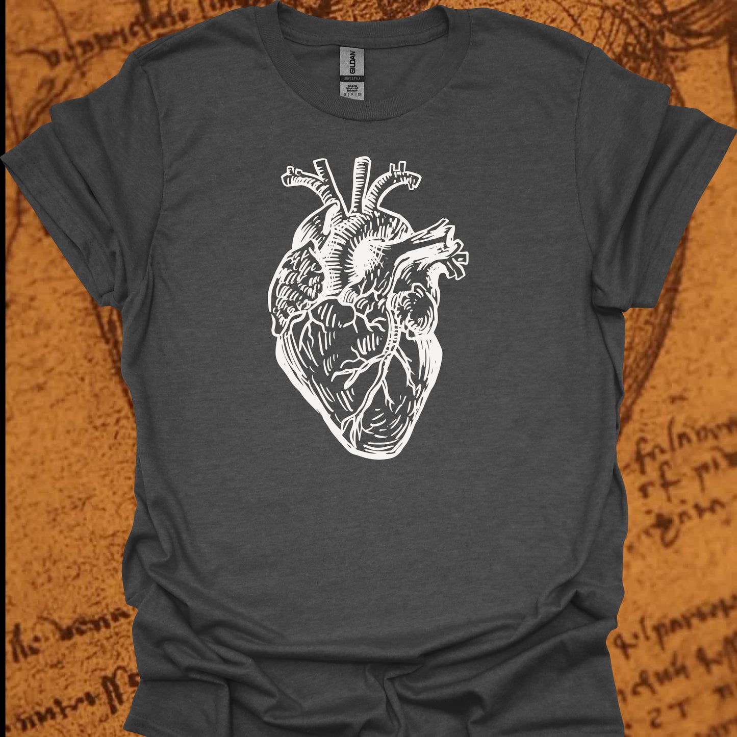 Minimalist Human Heart T-Shirt – Anatomical Sketch Design