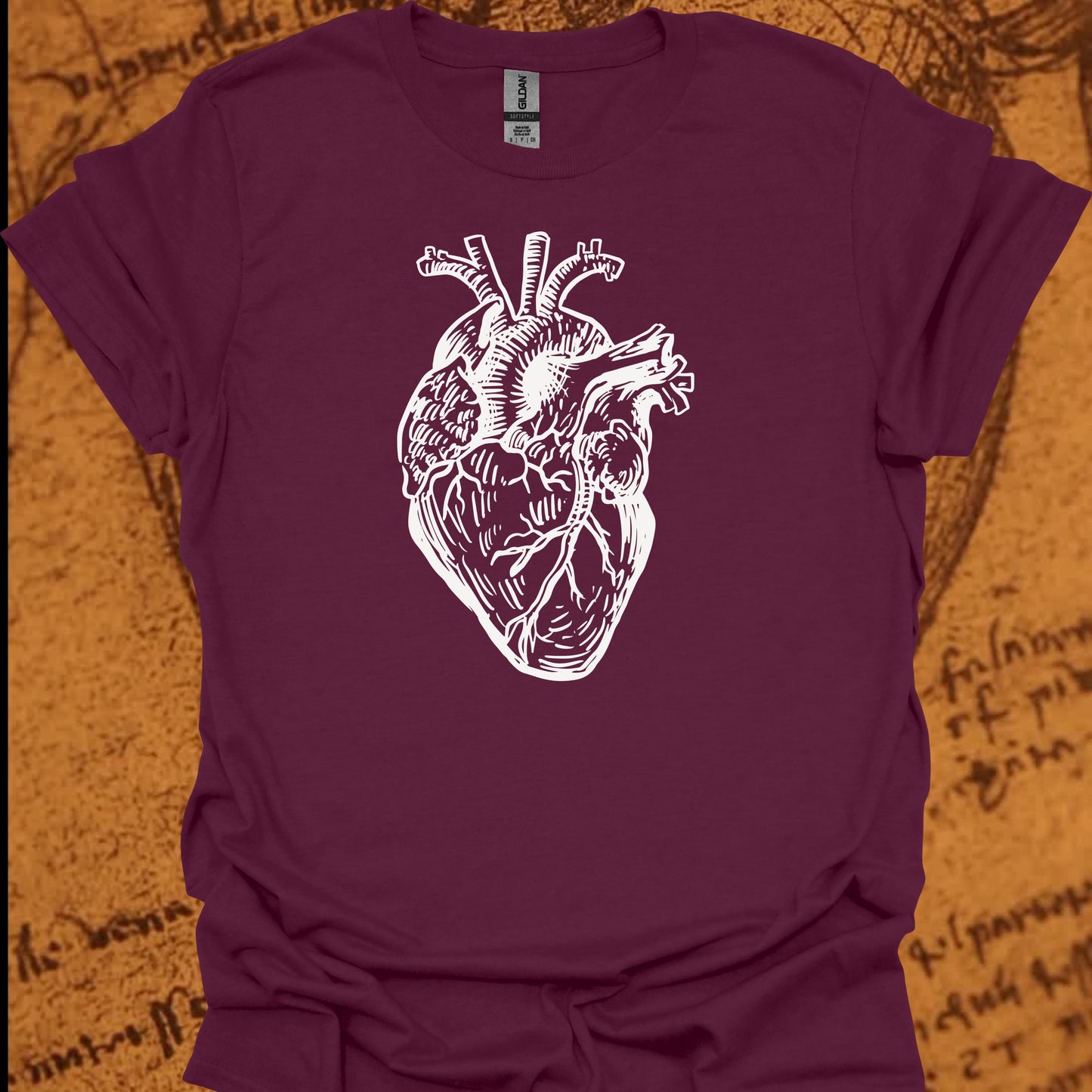 Minimalist Human Heart T-Shirt – Anatomical Sketch Design