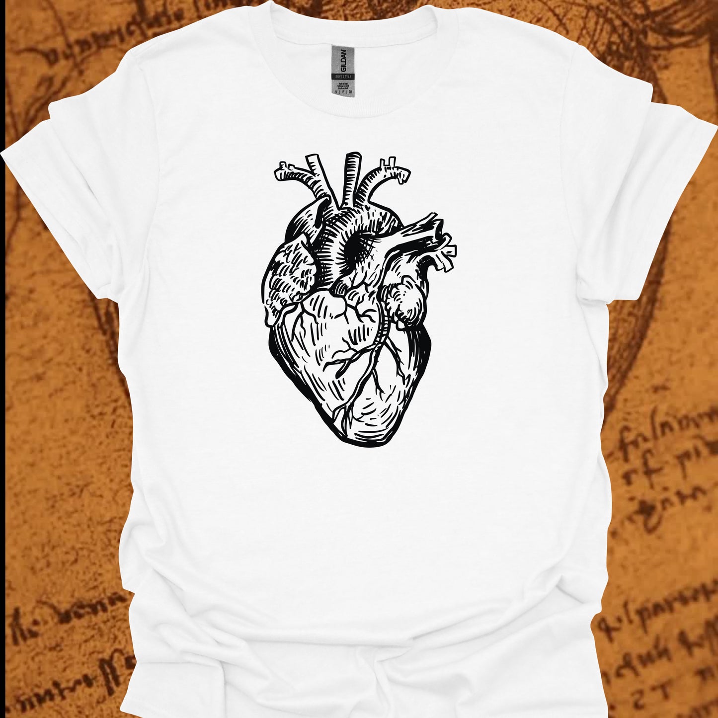 Minimalist Human Heart T-Shirt – Anatomical Sketch Design