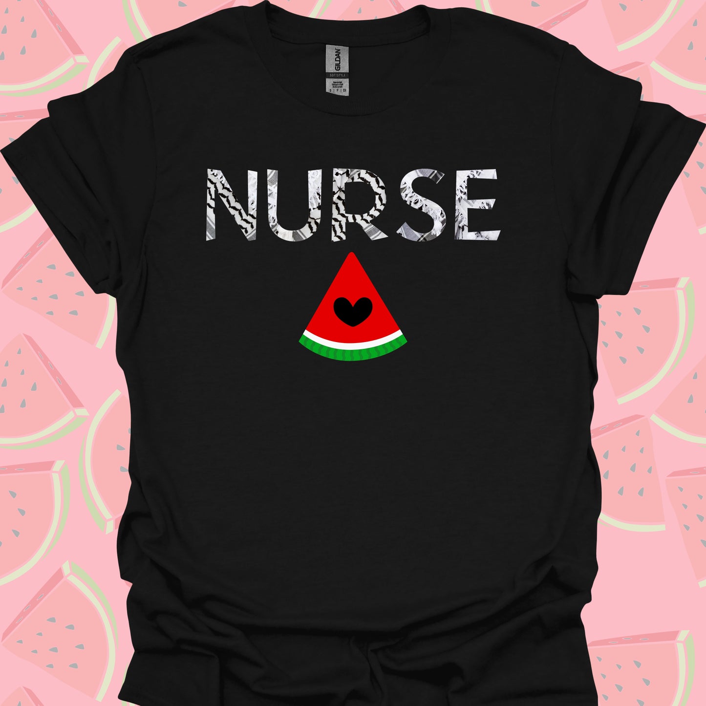 Nurse Watermelon T-Shirt-Black-Health Gear Shop