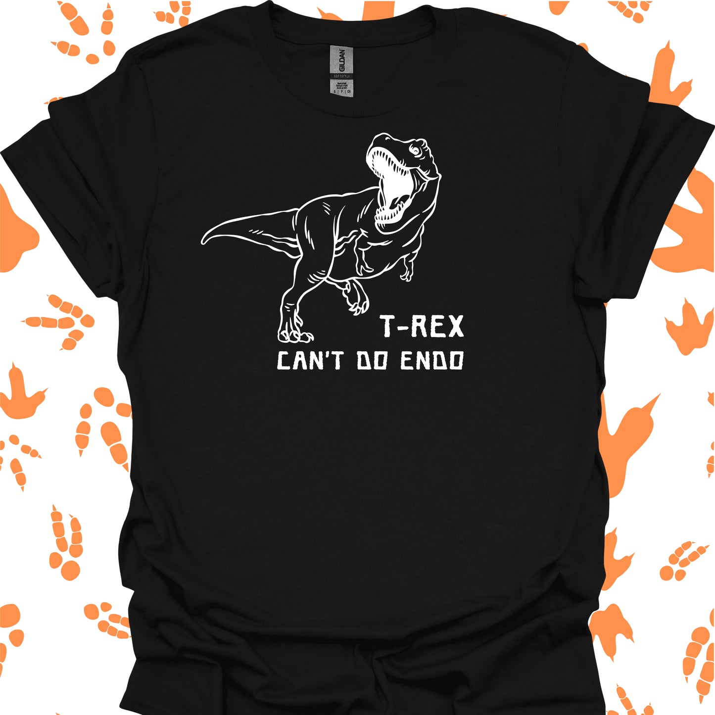 T-Rex Can't Do Endo Funny Interventional T-Shirt in Black – funny medical t-shirt, nurse and doctor gift for healthcare