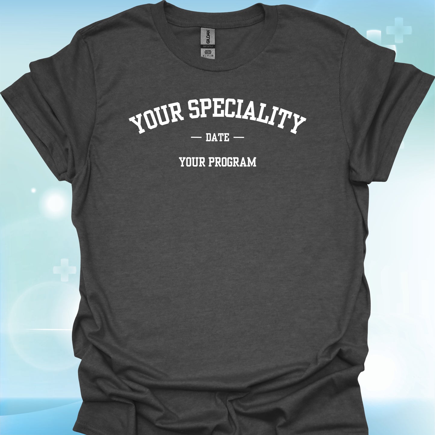 Customizable Healthcare Specialty T-Shirt-Dark Heather Grey-Health Gear Shop